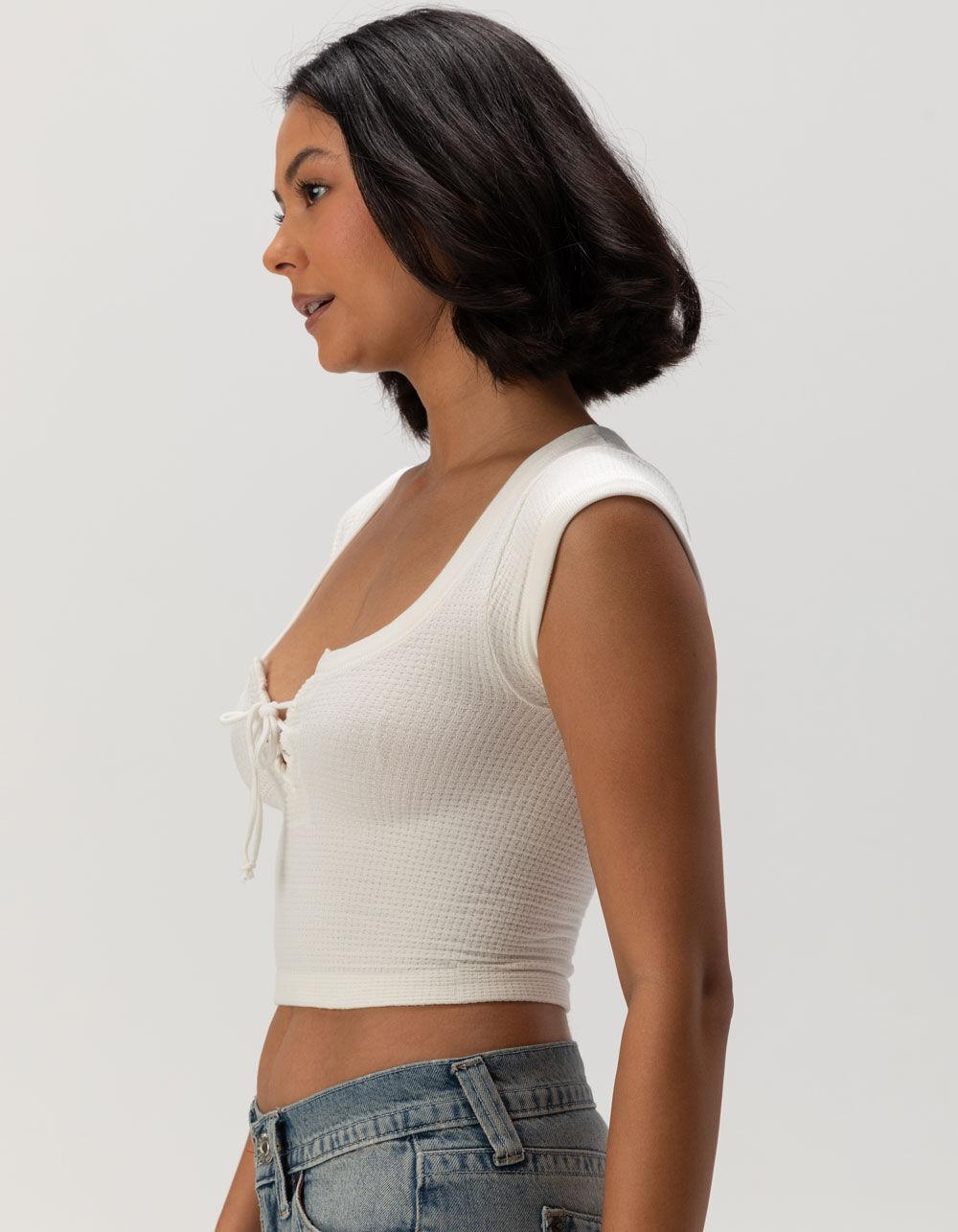 BDG Urban Outfitters Knockout Lace Up Womens Top - WHITE Product Image