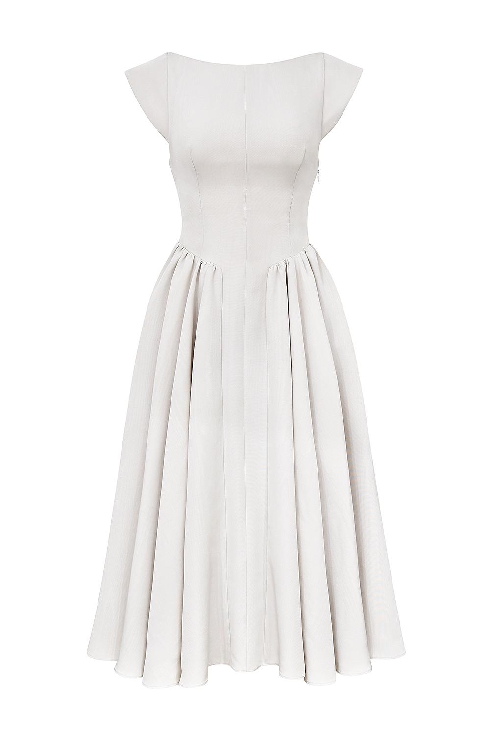 Debutante  french dove moire satin backless midi dress Product Image