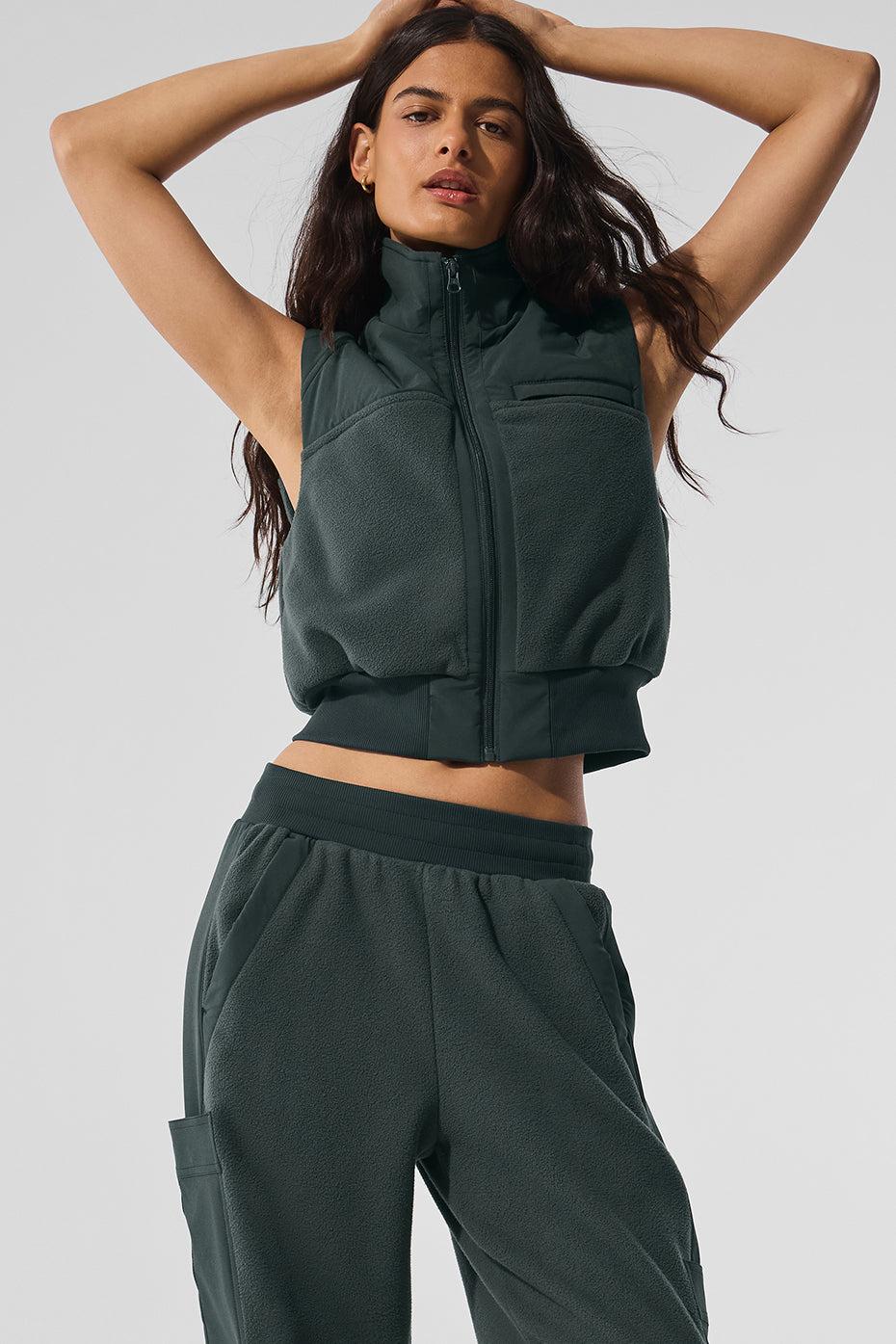 Polar Fleece Wintry Mix Vest - Charcoal Green Female Product Image