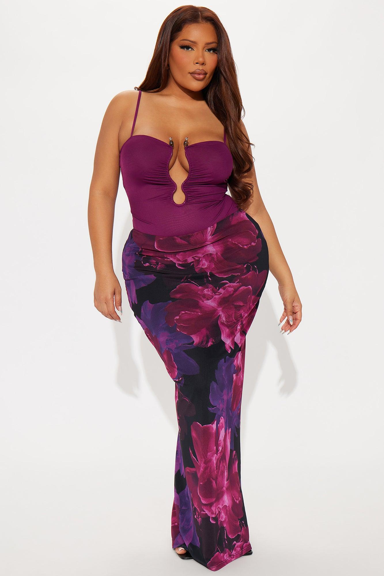 Let Loose Mesh Bodysuit - Plum Female Product Image