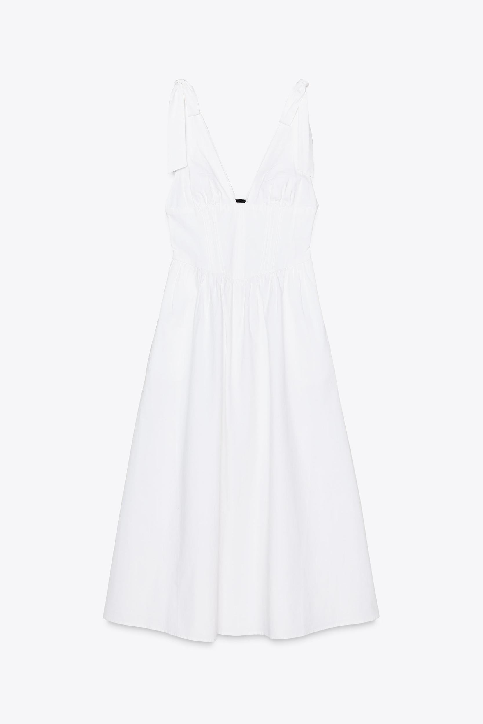 TIED POPLIN MIDI DRESS Product Image
