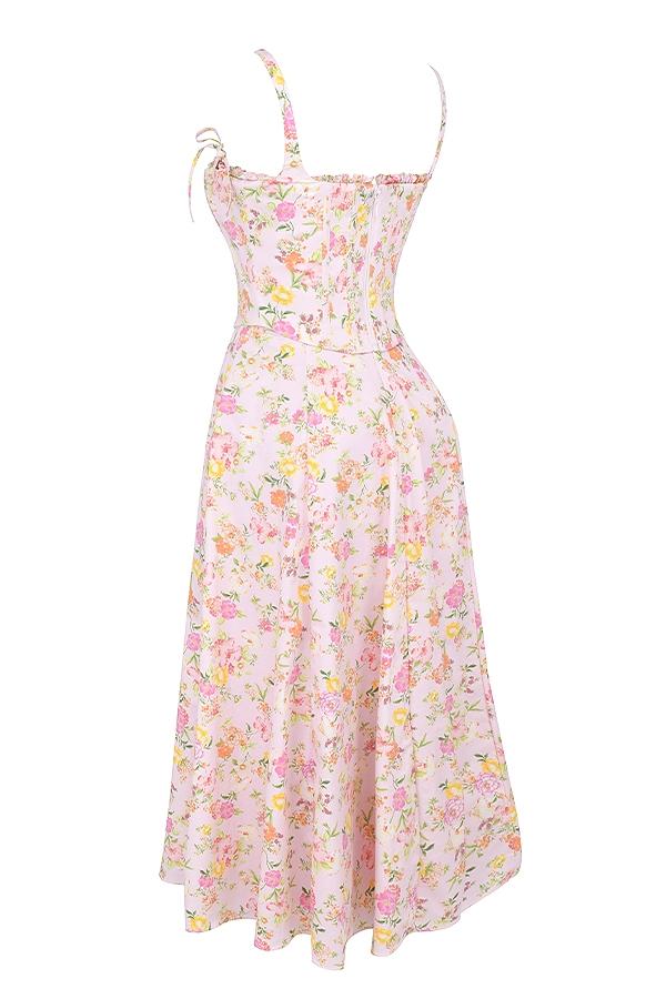 Clarabelle  pink meadow print cotton midi sundress Product Image