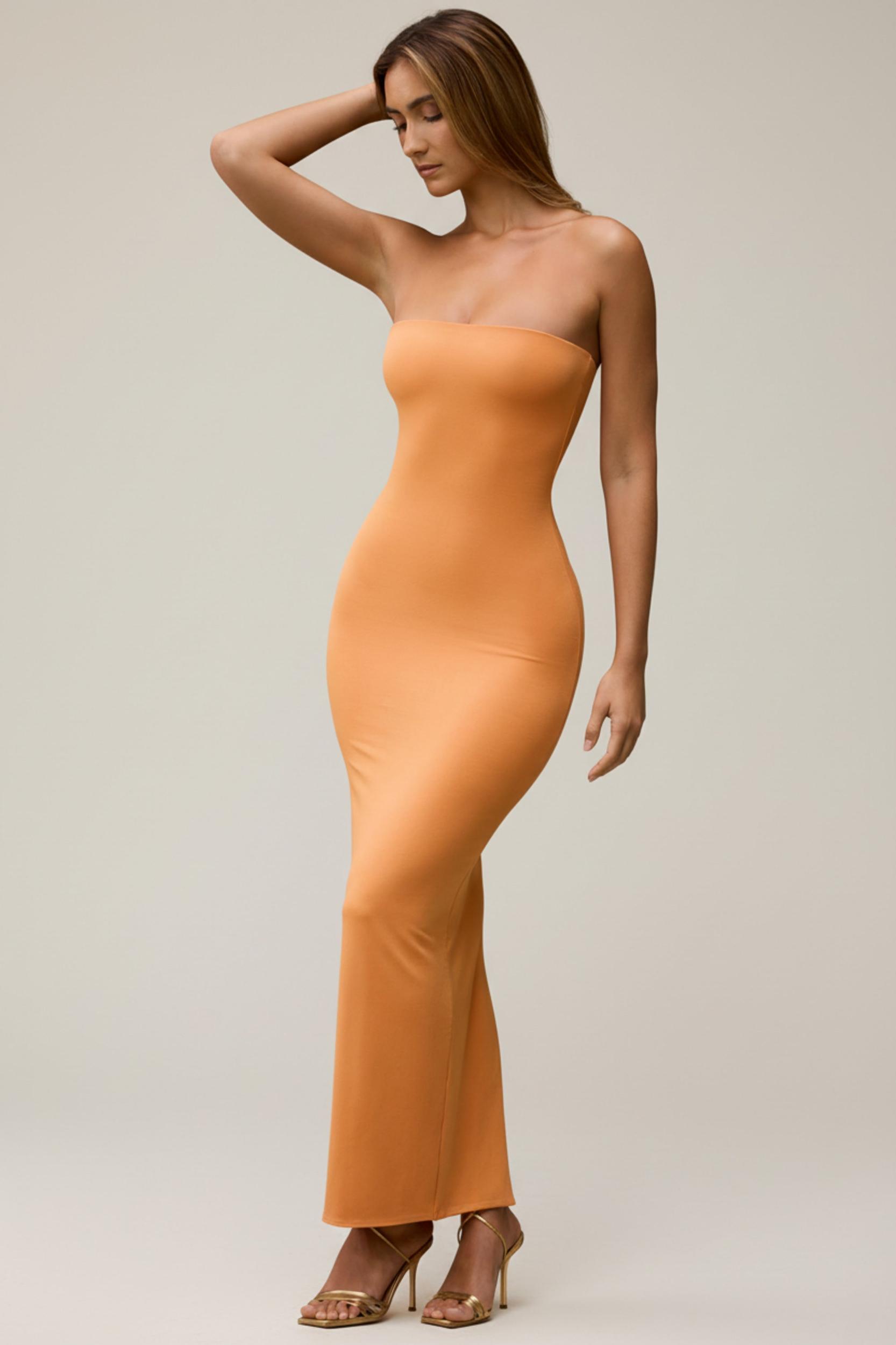 Modal Bandeau Maxi Dress in Sunset Orange Product Image