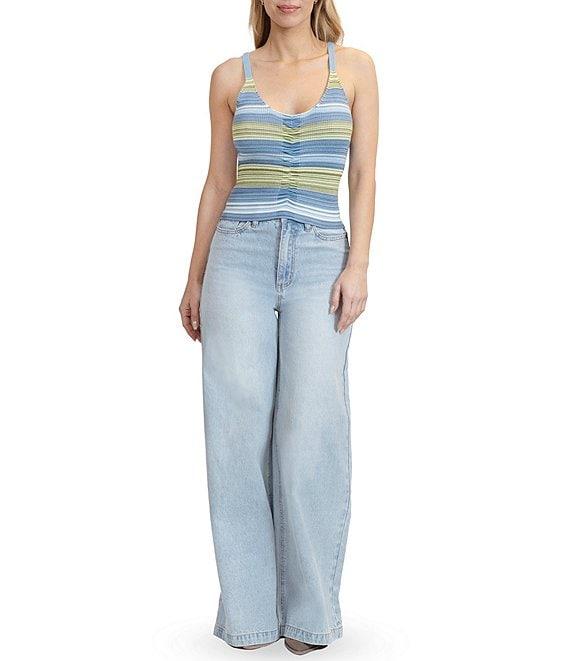 Stevie by Steve Madden Striped Adjustable Strap Sweater Tank Top Product Image