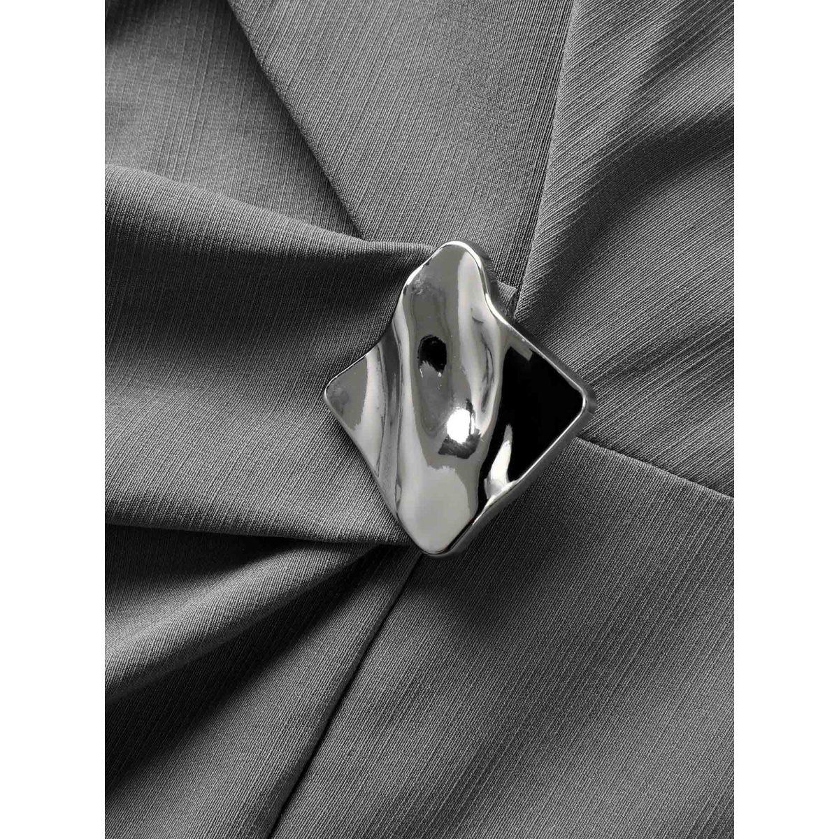 Plus Size Stretch Woven Crushed Pleated Midi Dress DimGray Women Workwear Essentials Twist Round Neck Sleeveless Curvy BloomChic 10/M Product Image