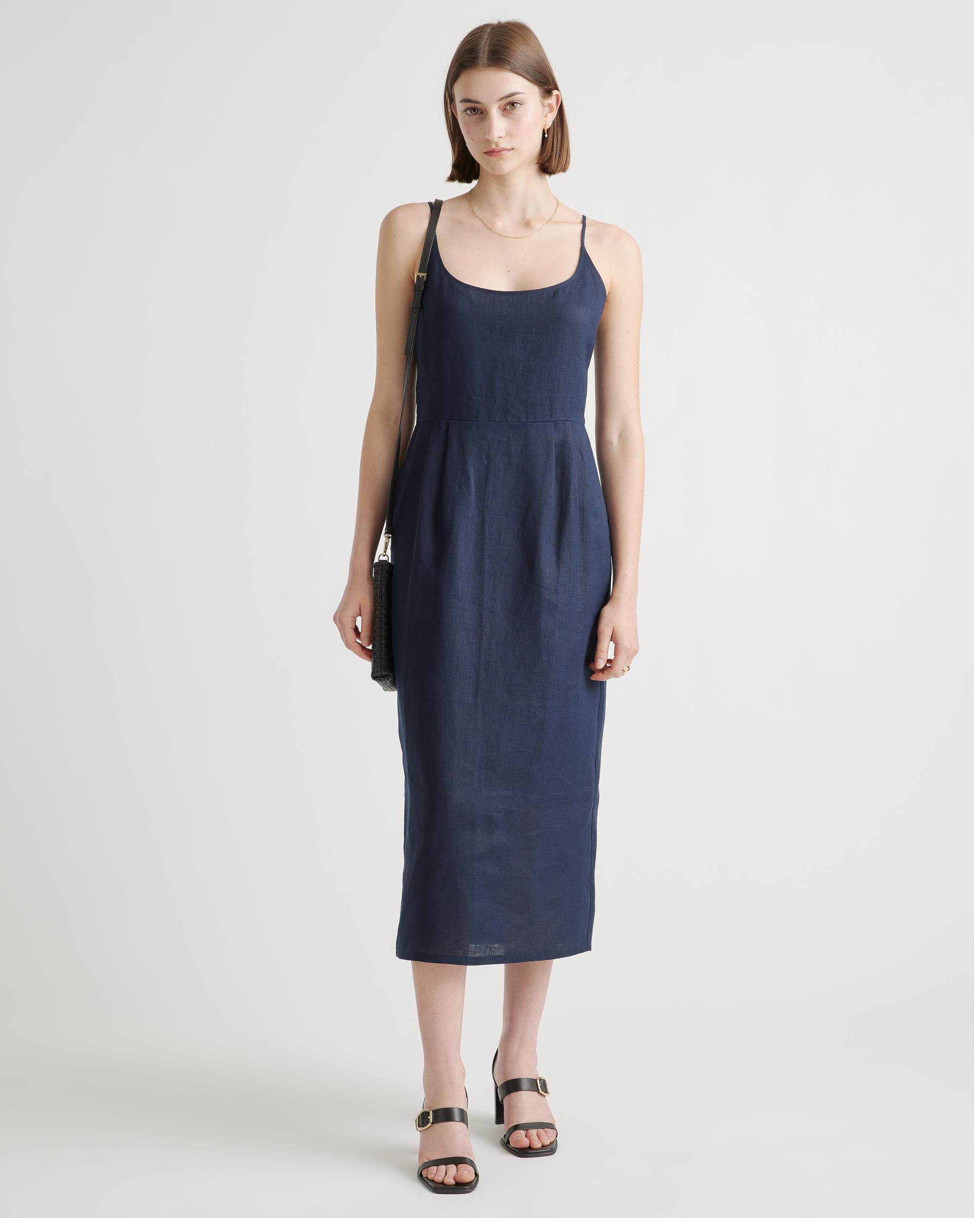 Quince | Women's 100% European Linen Scoop Neck Midi Dress Product Image