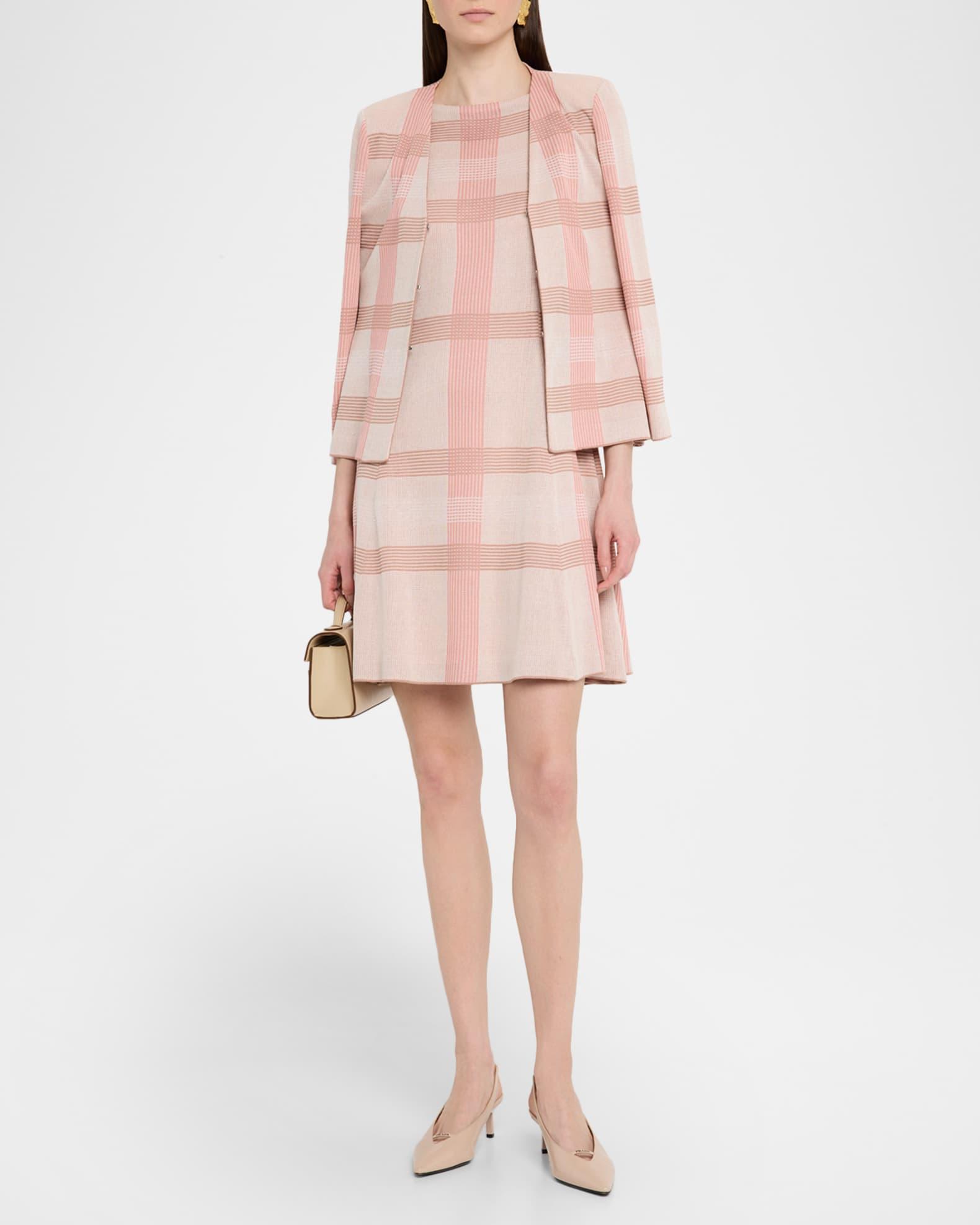 Fit-&-Flare Plaid Knit Dress Product Image