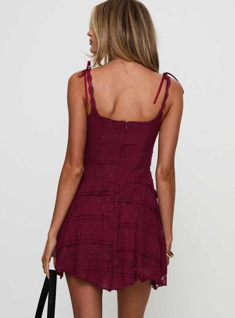 Dwyer Mini Dress Burgundy Product Image