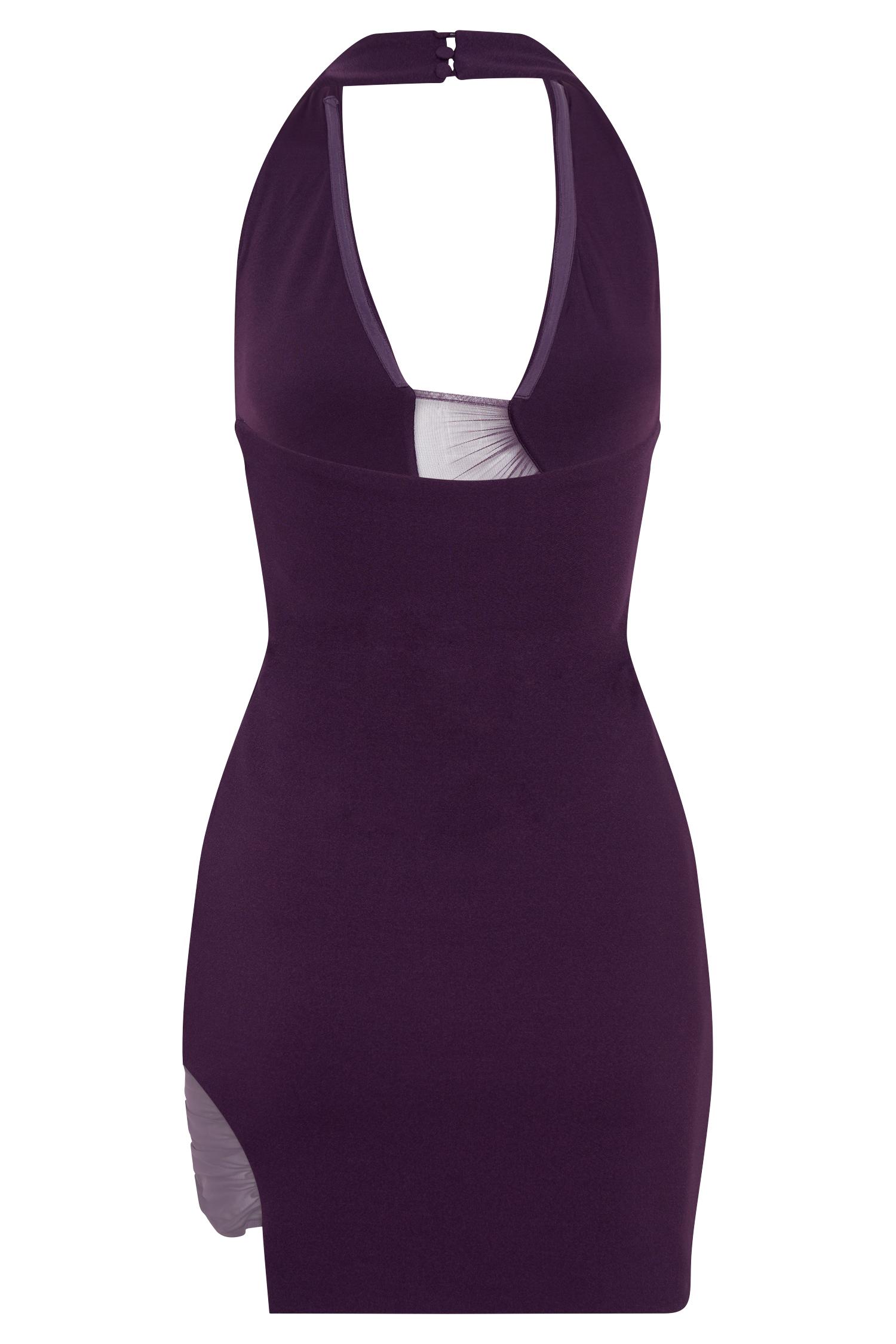 Aubree Crepe And Mesh Mini Dress - Purple Female Product Image