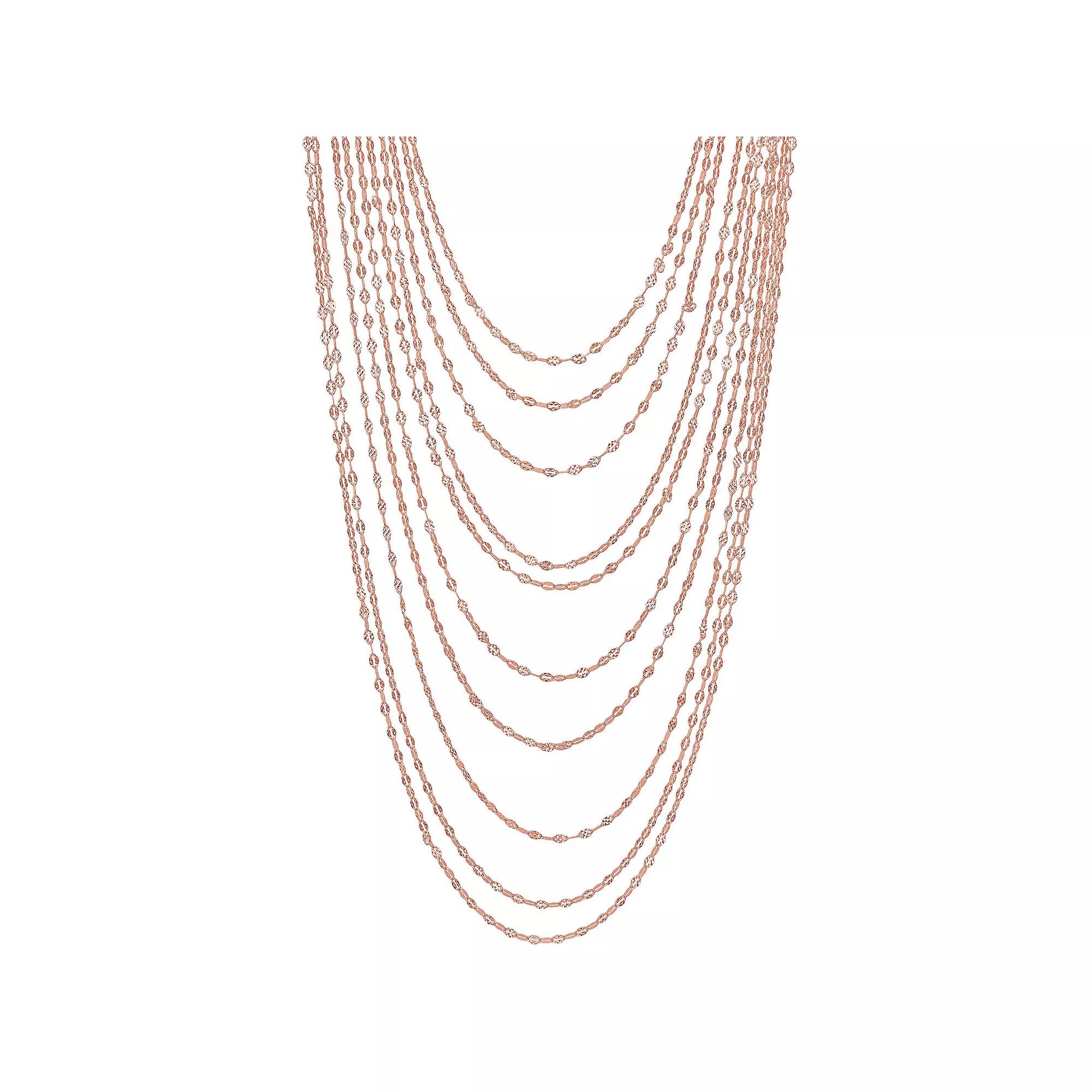 Stella Grace Sterling Silver Multistrand Chain Necklace, Womens Rose Gold Tone Product Image