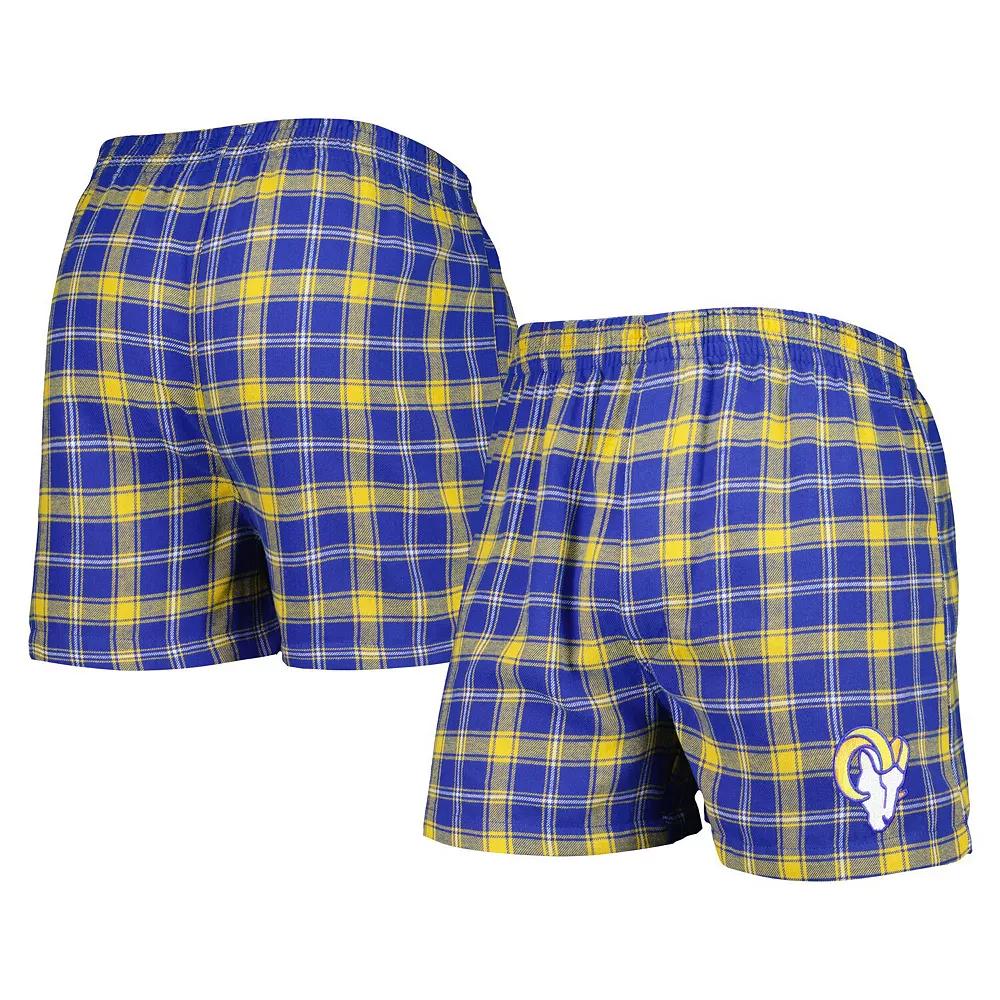 Men's Concepts Sport Royal/Gold Los Angeles Rams Ledger Flannel Boxers, Size: 2XL, Blue Product Image