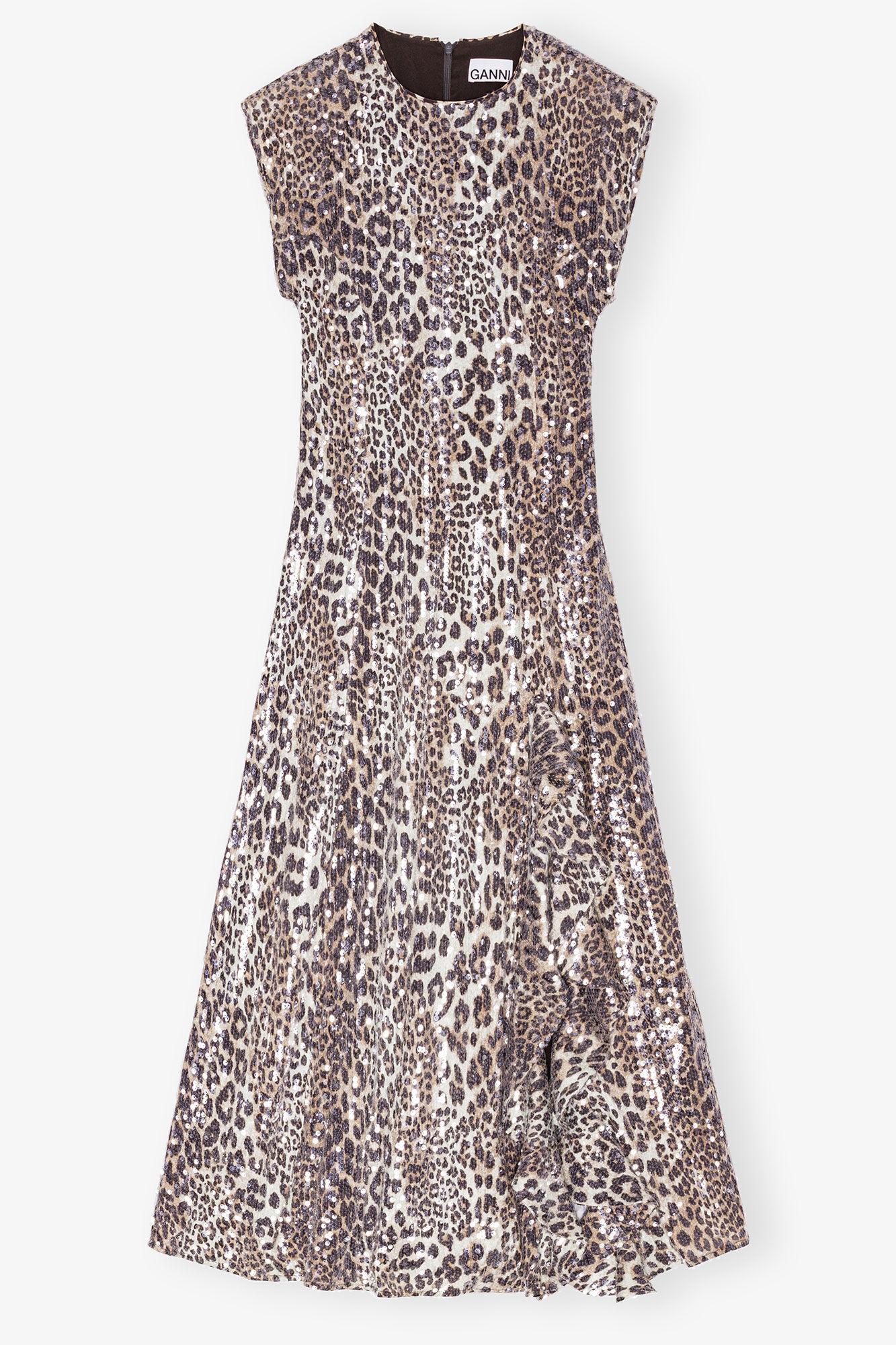 Leopard Stretch Sequins Long Dress Product Image