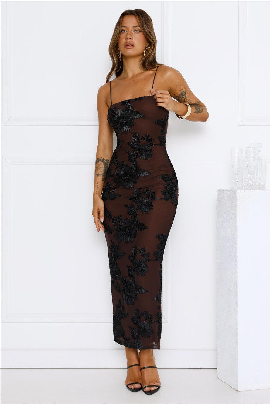 Estelle Mesh Maxi Dress Brown Product Image