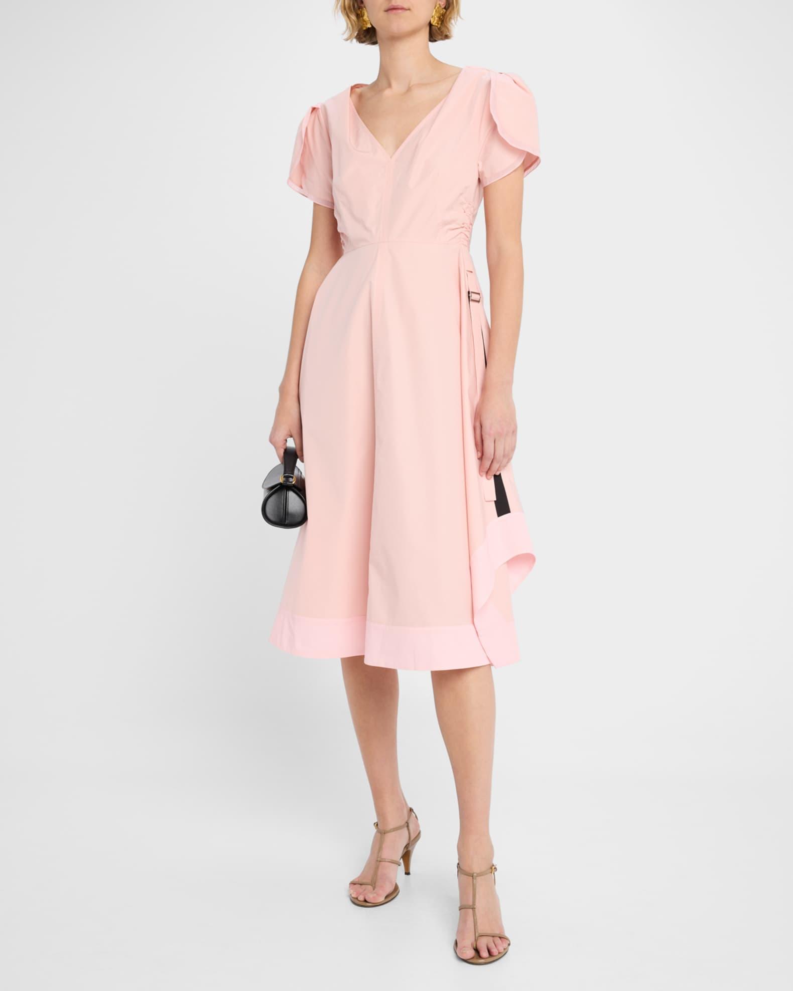 V-Neck Tulip-Sleeve Midi Dress Product Image