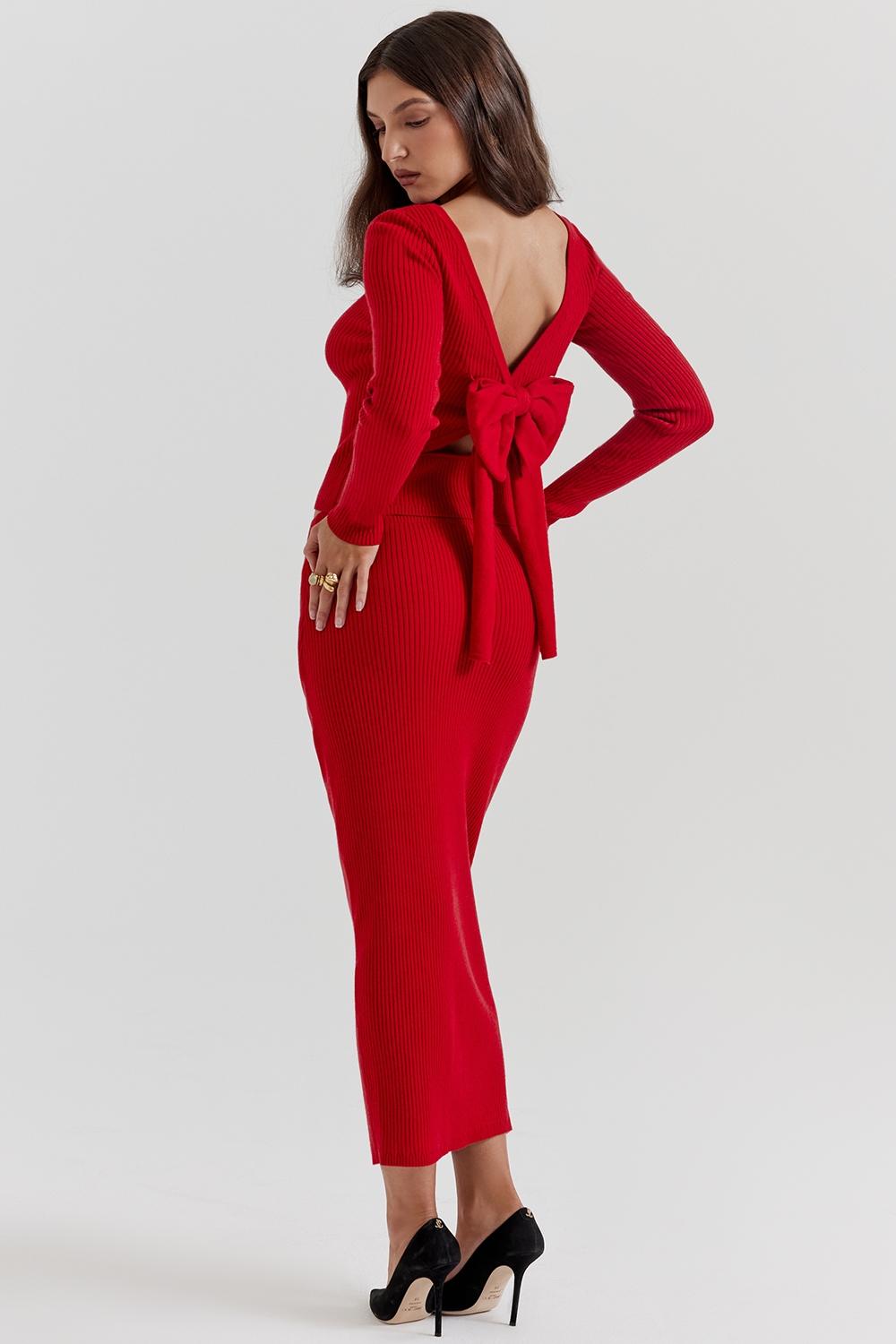 Lourdes  scarlet cashmere blend maxi skirt - sale Product Image