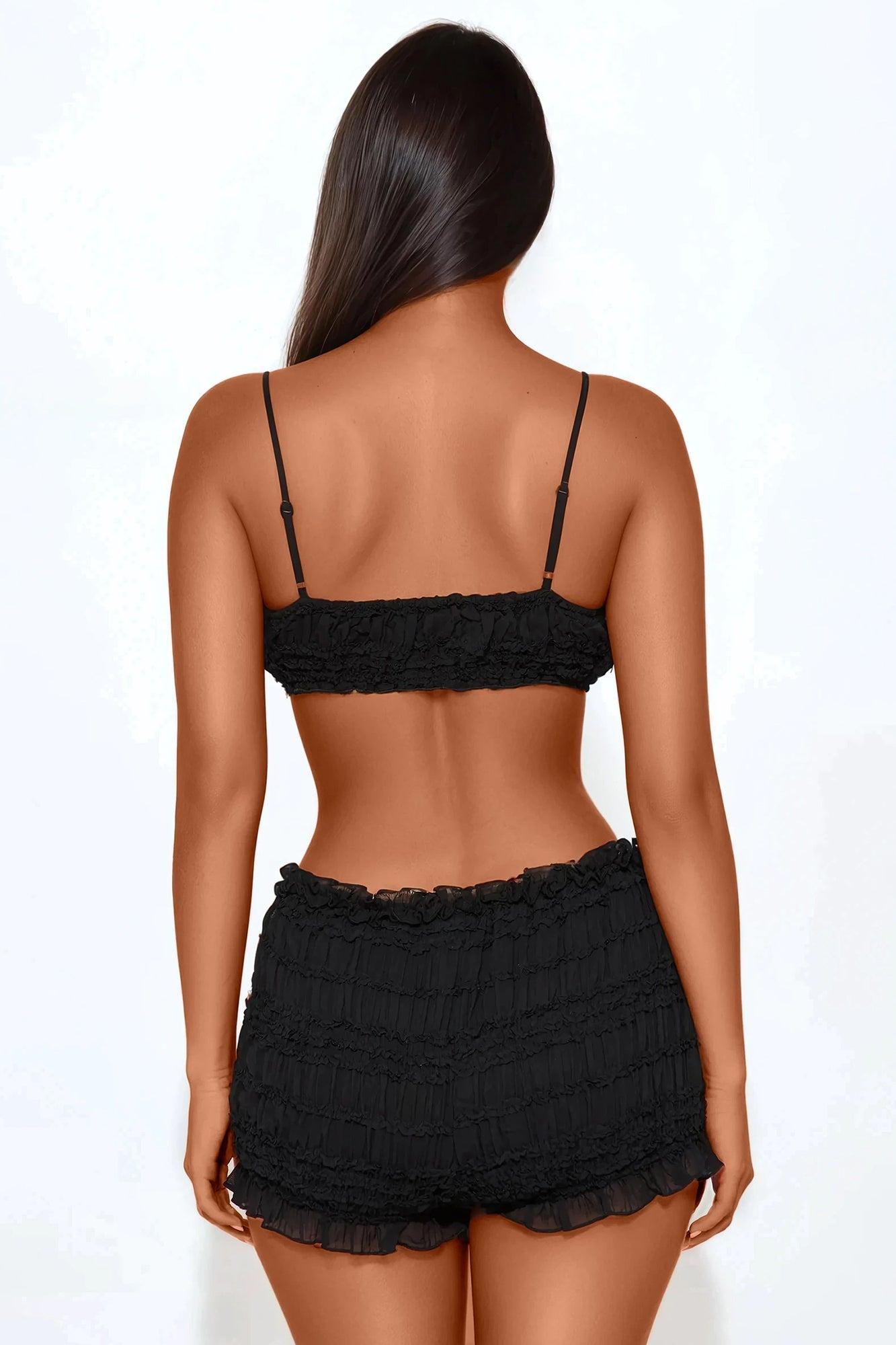 Aurora Chiffon Short Set - Black Product Image