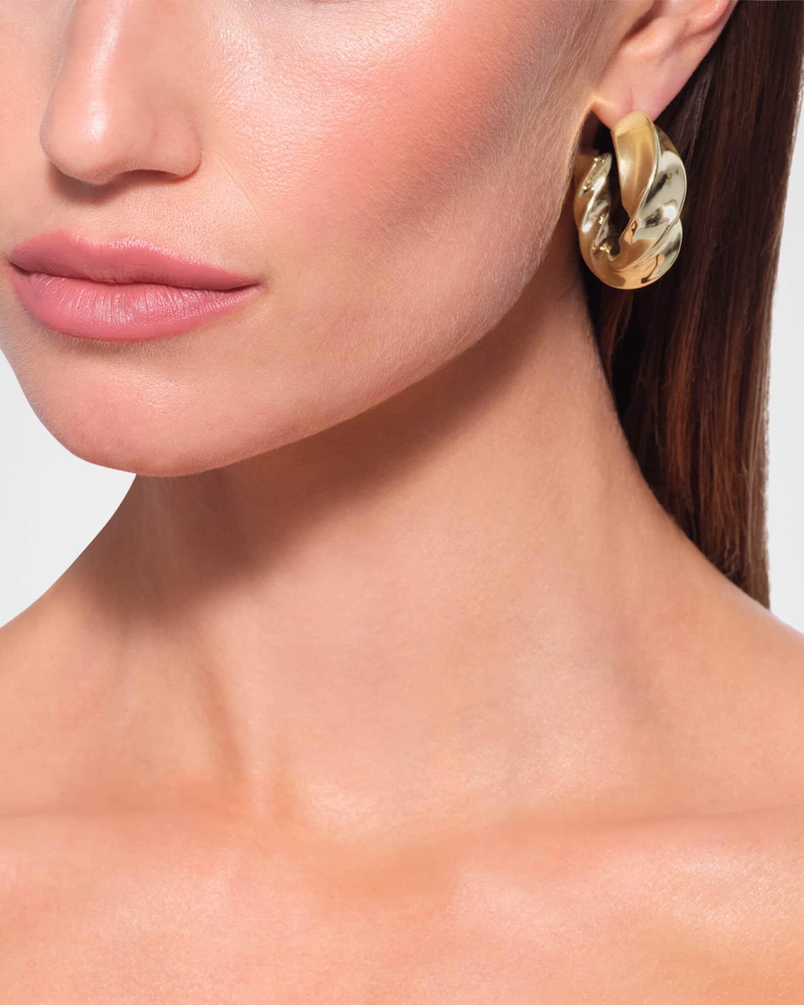 Wide Twisted Hollow Hoop Earrings Product Image