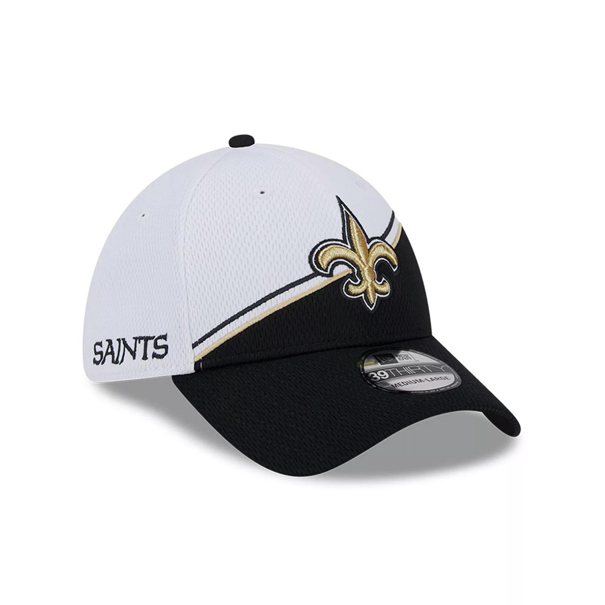 Men's New Era White/Black New Orleans Saints 2023 Sideline 39THIRTY Flex Hat,  Product Image