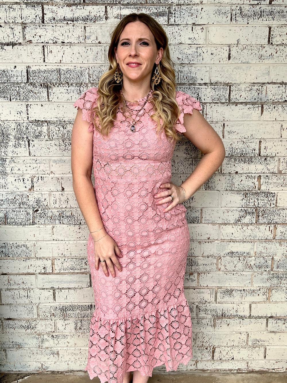 The Lace Eyelet Dress-2 Colors* Product Image