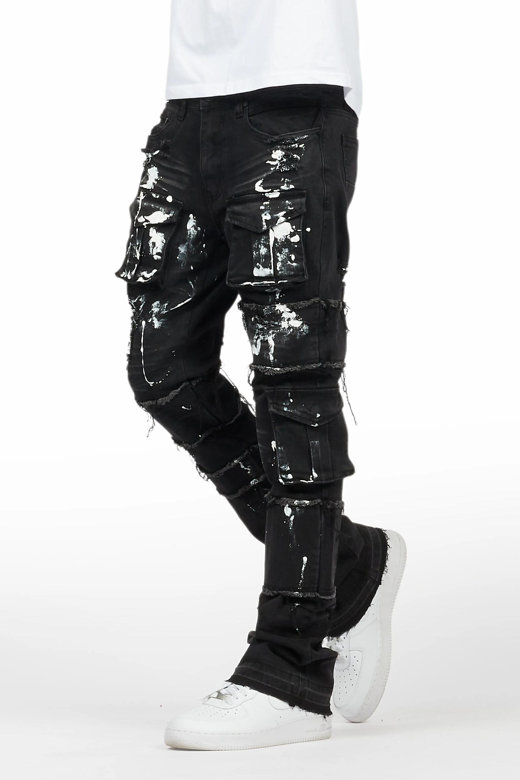 Folly Dark Grey Painter Stacked Flare Jean Male Product Image