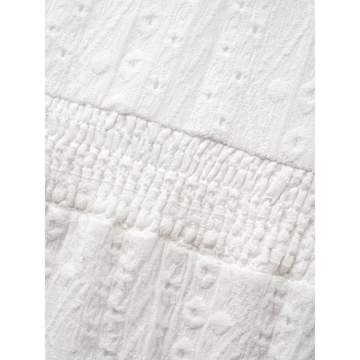 Plus Size V Neck Shirred Lace Patchwork Dress Ivory Women Elegant Woven ribbon&lace trim V-neck Short sleeve Curvy BloomChic 22-24/3X Product Image