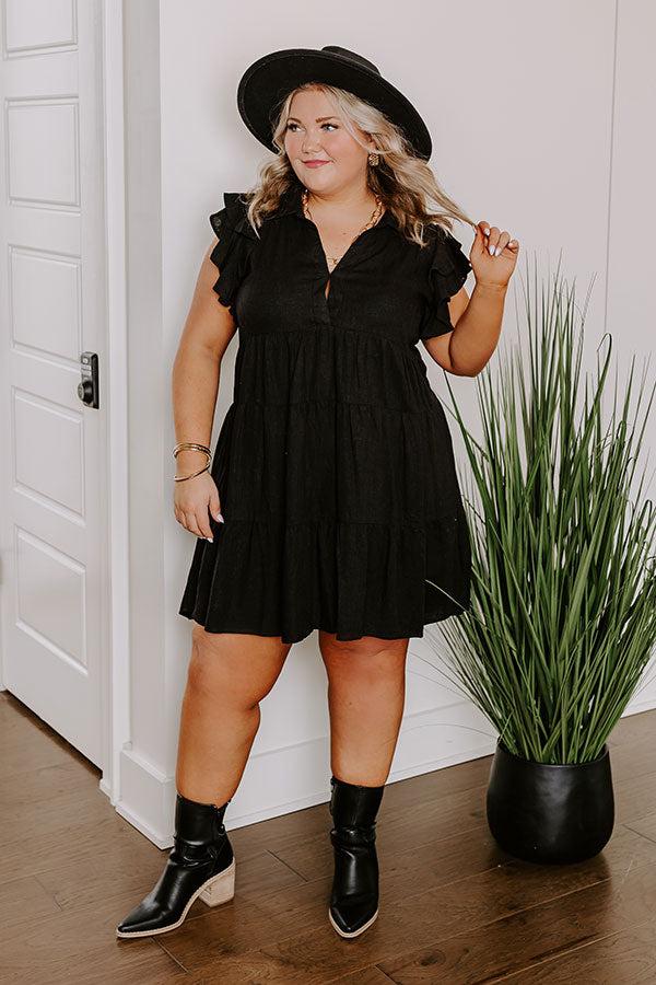 Newsworthy Style Linen-Blend Babydoll Dress In Black Curves Product Image