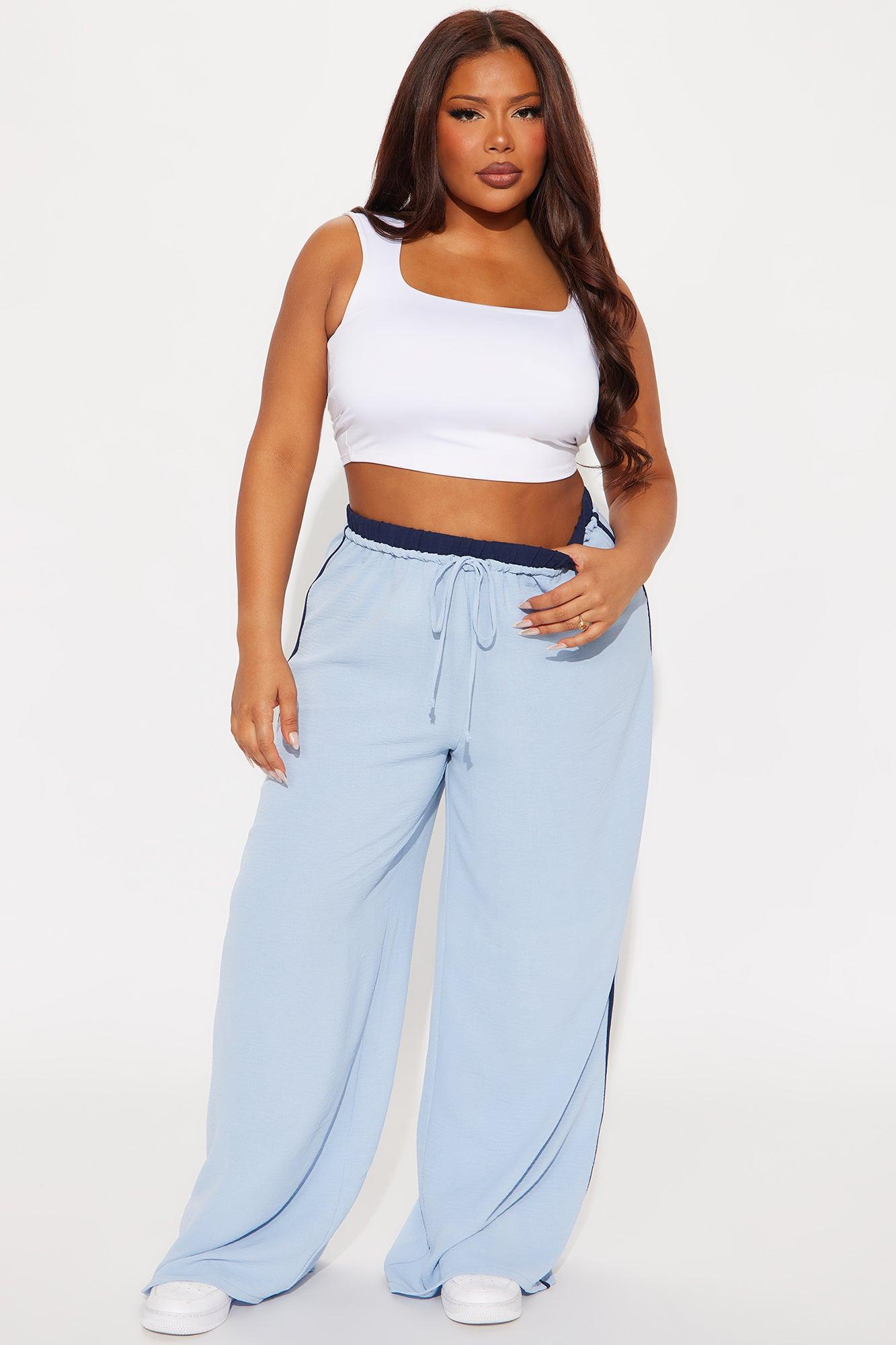 Dana Double Waistband Track Pant - Light Blue Product Image