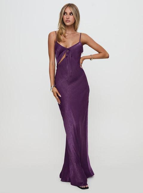 Linger Bias Cut Maxi Dress Purple Product Image