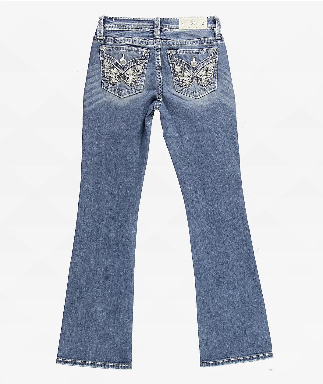Miss Me Angellica Butterfly Medium Wash Bootcut Jeans Product Image
