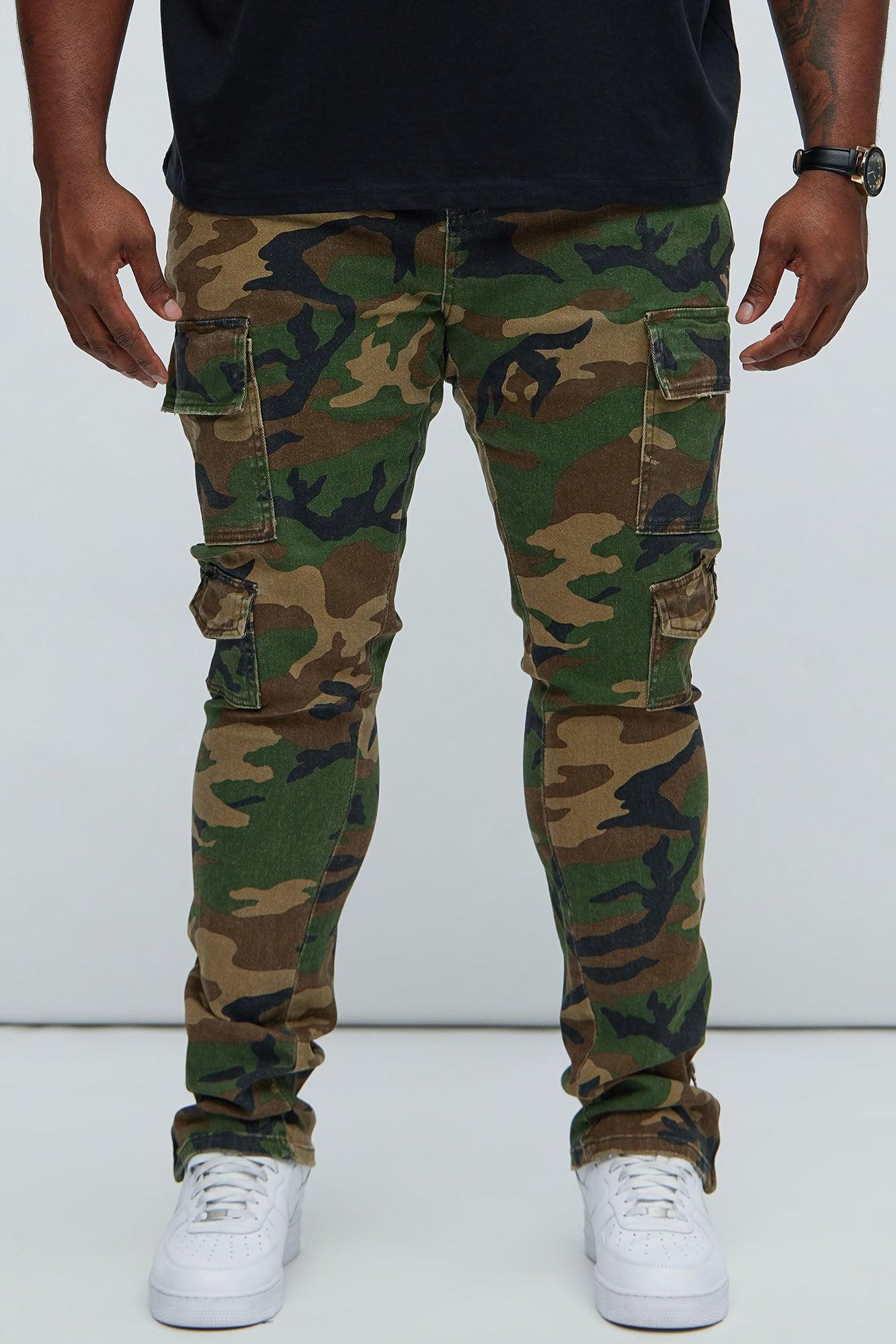 Convertible Stacked Skinny Flare Jeans - Camouflage Product Image
