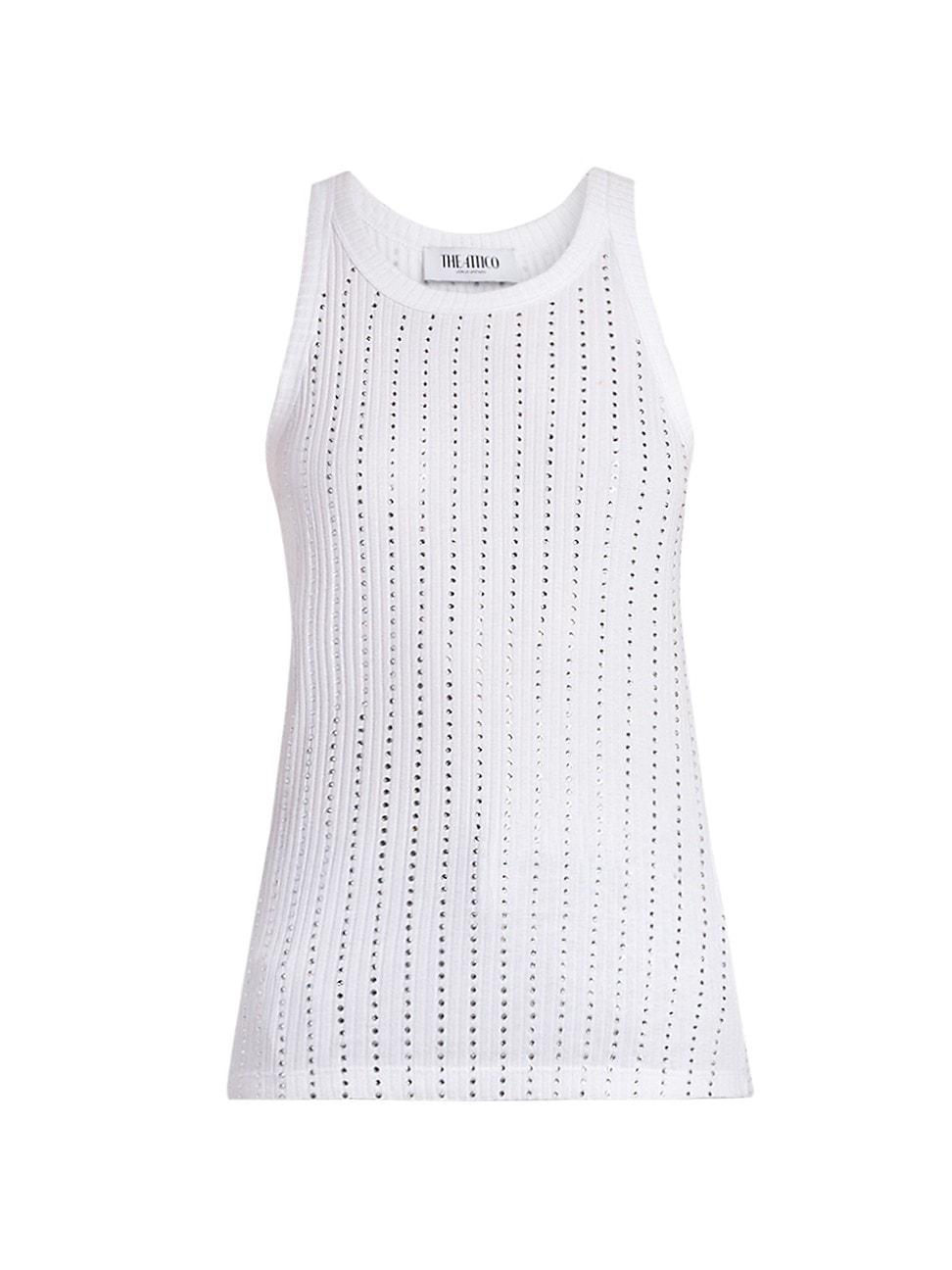 Womens Crystal-Embellished Cotton Tank Top Product Image