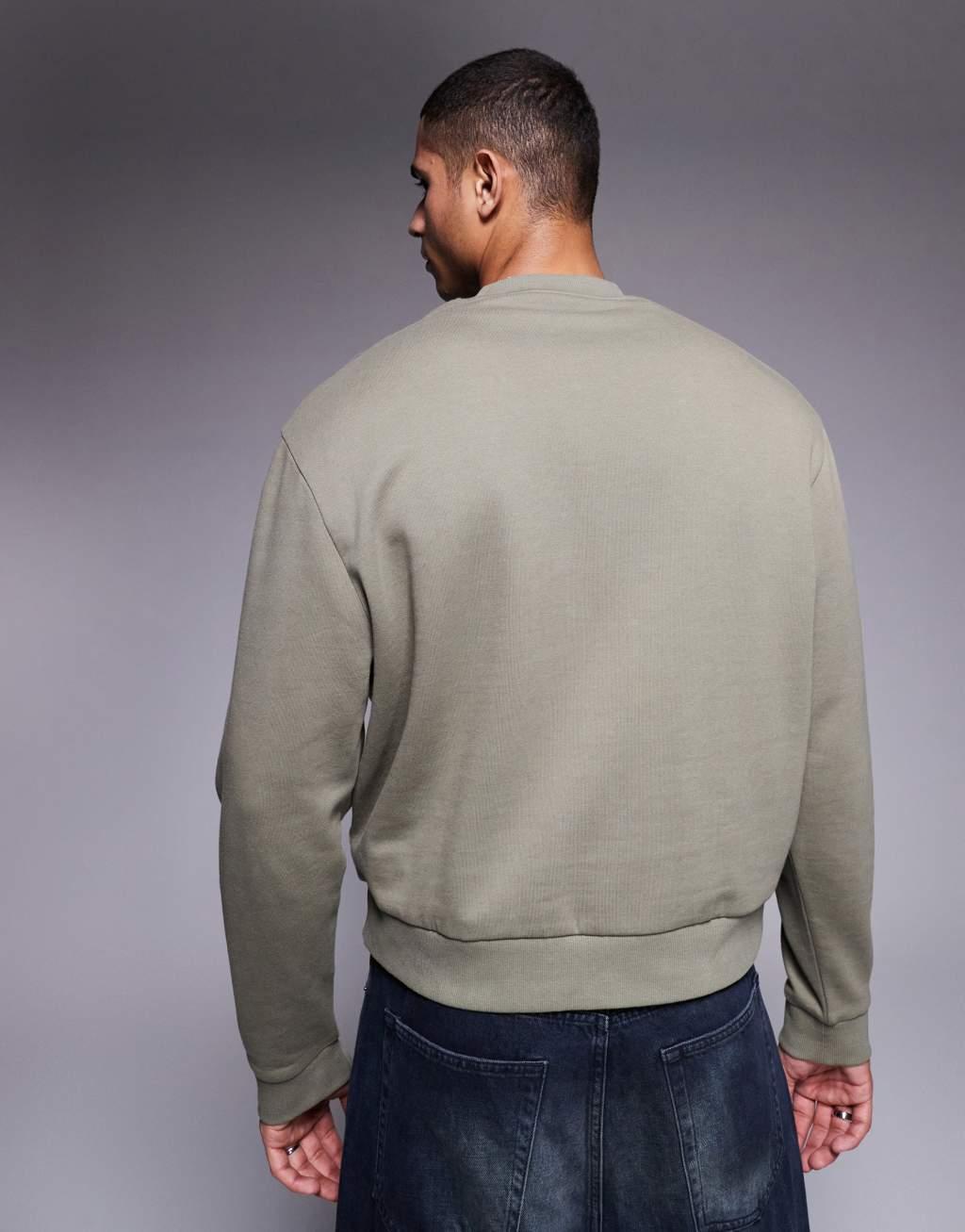 ASOS DESIGN essential boxy oversized sweatshirt in khaki Product Image