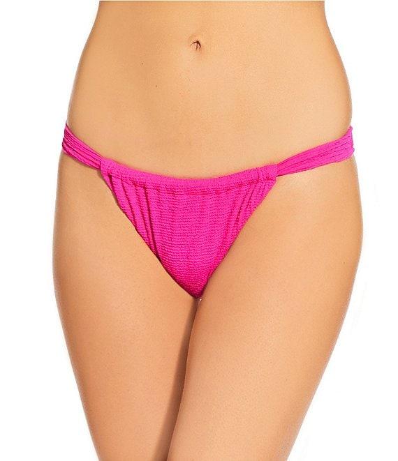 GB Solid Scrunchie Textured Tanga High Leg Hipster Swim Bottom Product Image