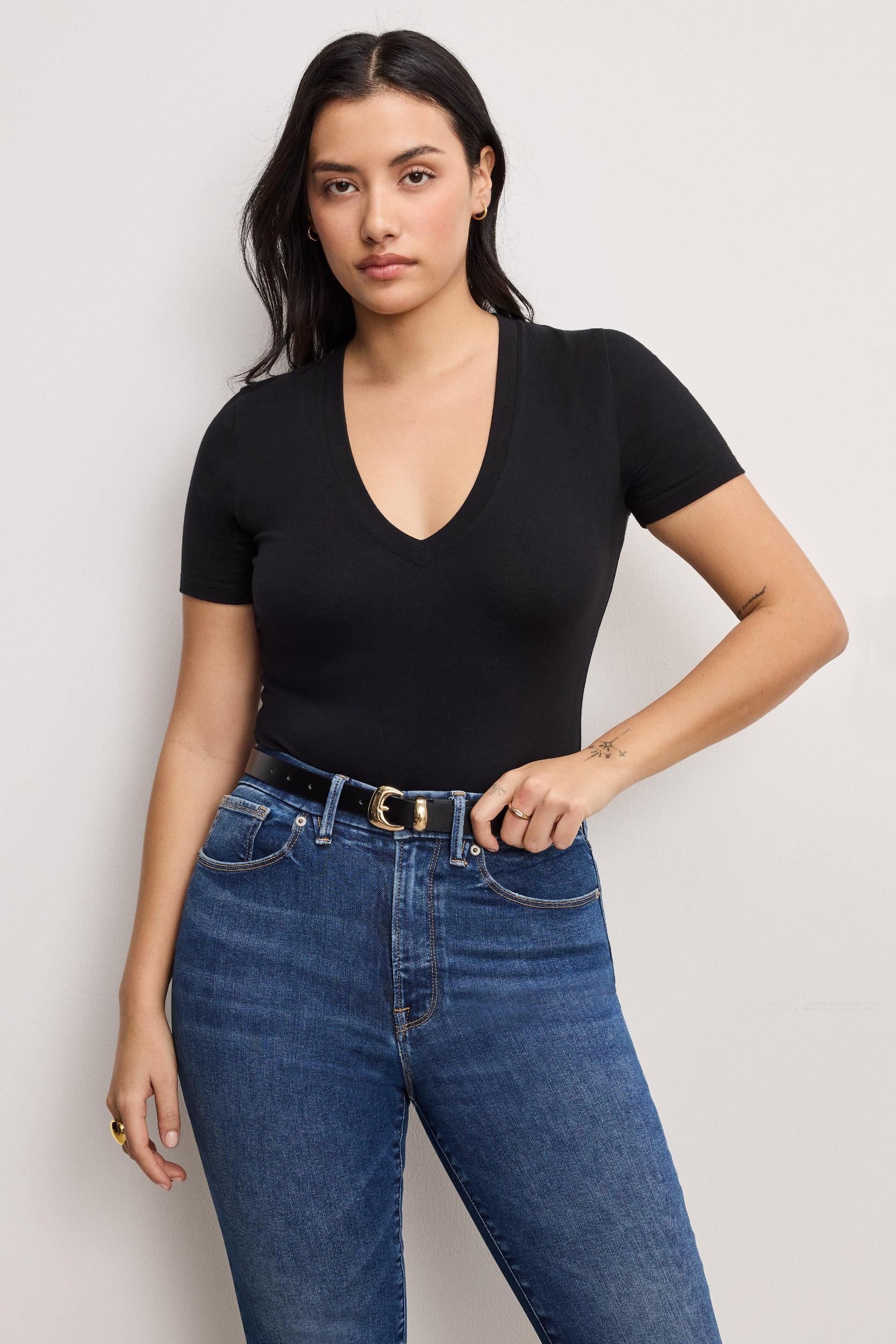 SUPER STRETCH DEEP V BODYSUIT | BLACK001 Product Image