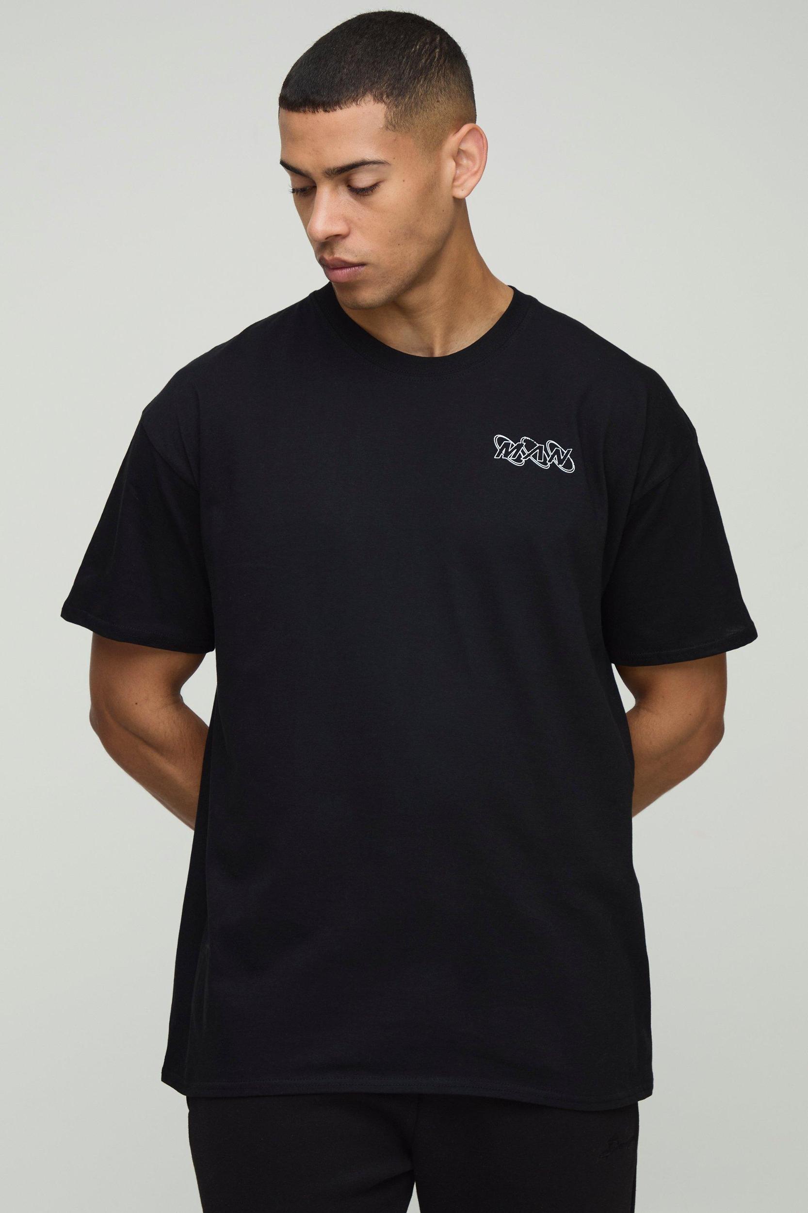 Black Oversized Space Graphic T Shirt | boohooMAN USA Product Image