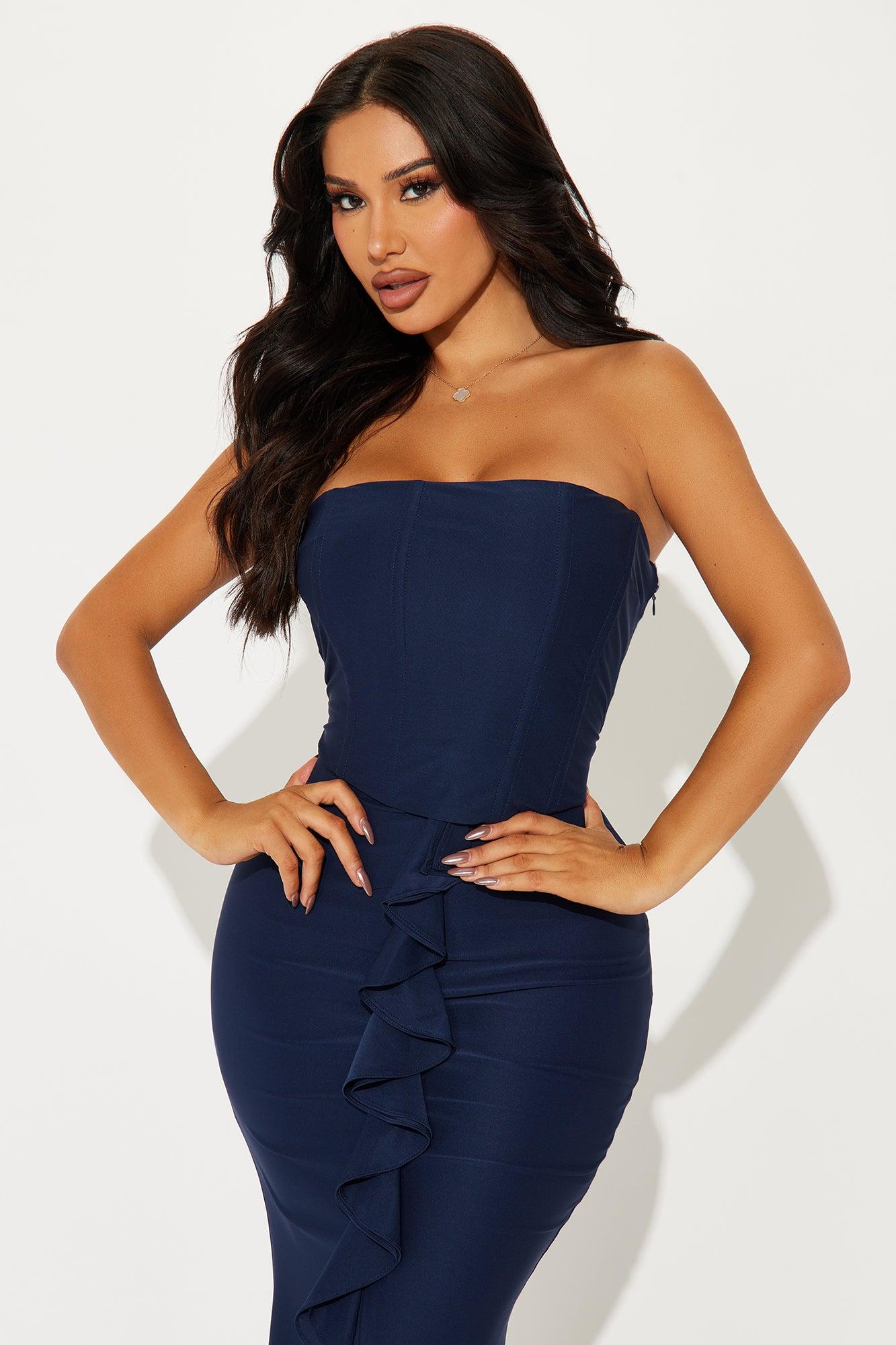 Tianna Strapless Maxi Dress - Navy Product Image