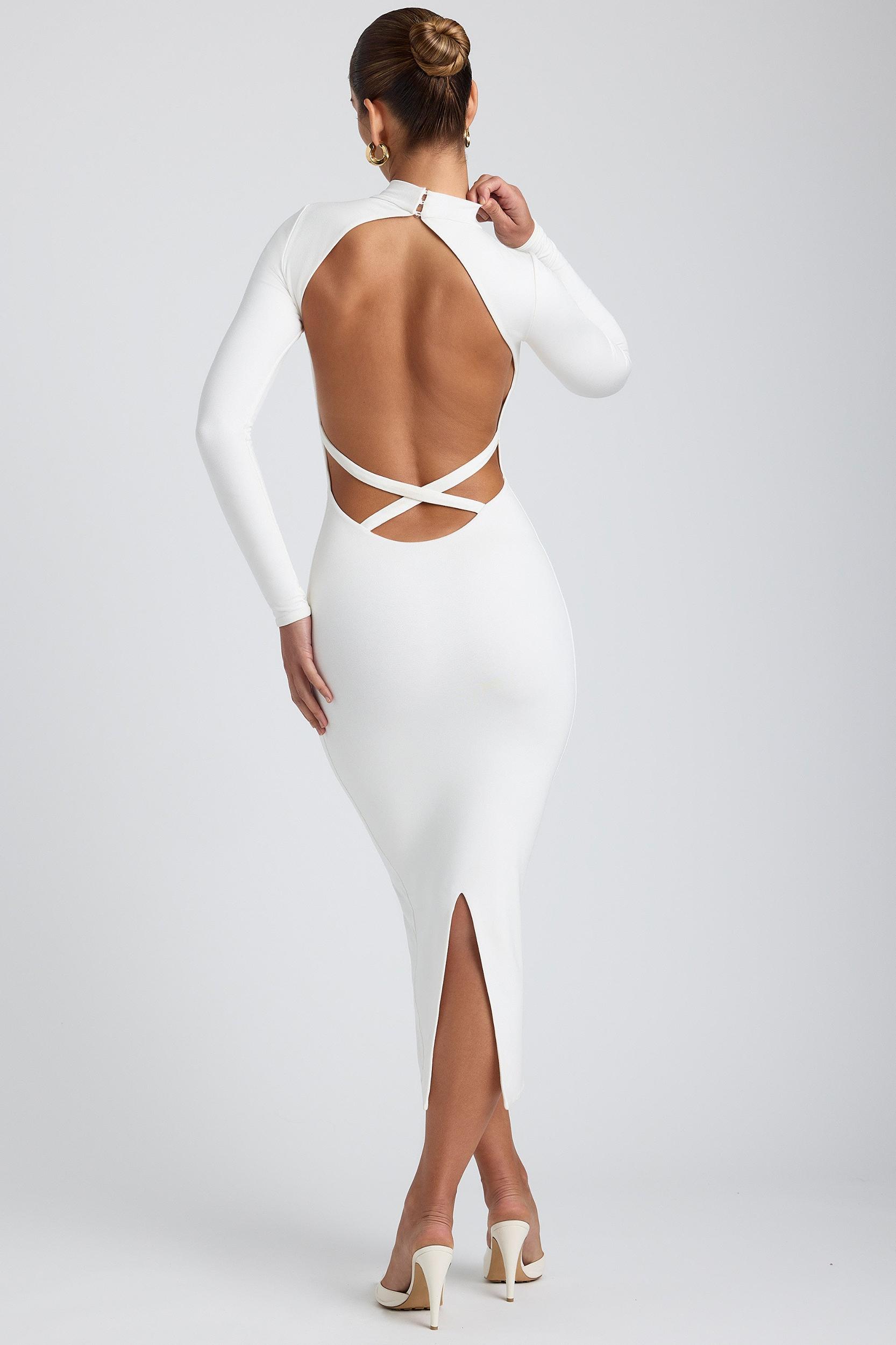 Modal Cross-Back Midaxi Dress in White Female Product Image