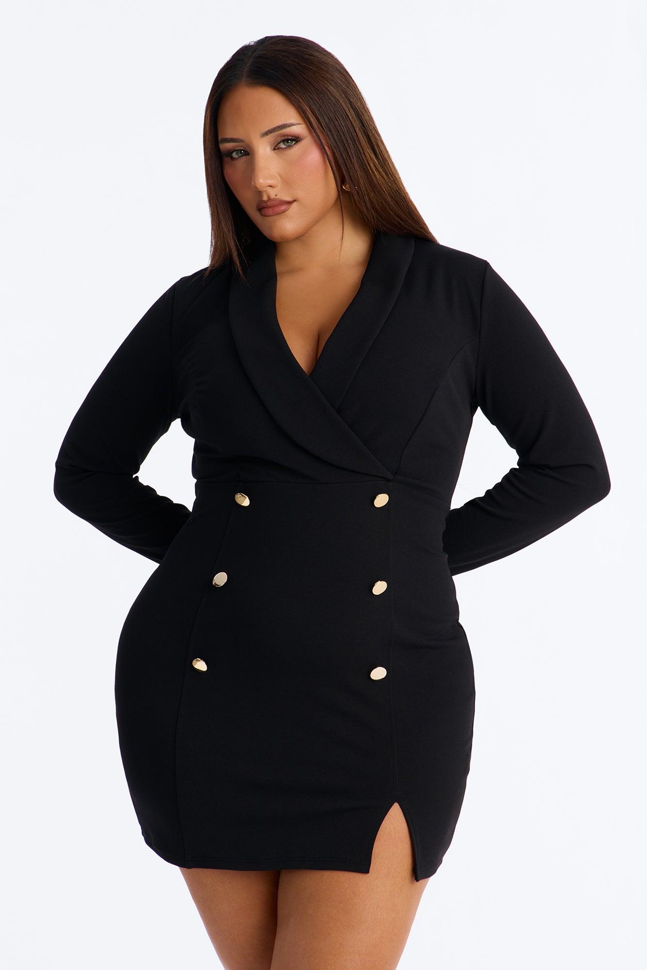 Ember Long Sleeve Blazer Mini Dress - Black Female Product Image
