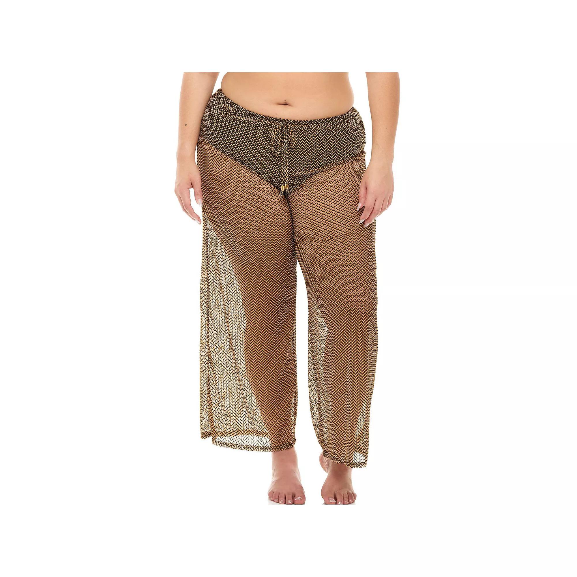 Plus Size Jordan Taylor Sheer Herringbone Swim Cover-Up Pants, Women's, Size: 2XL, Black Royal Product Image