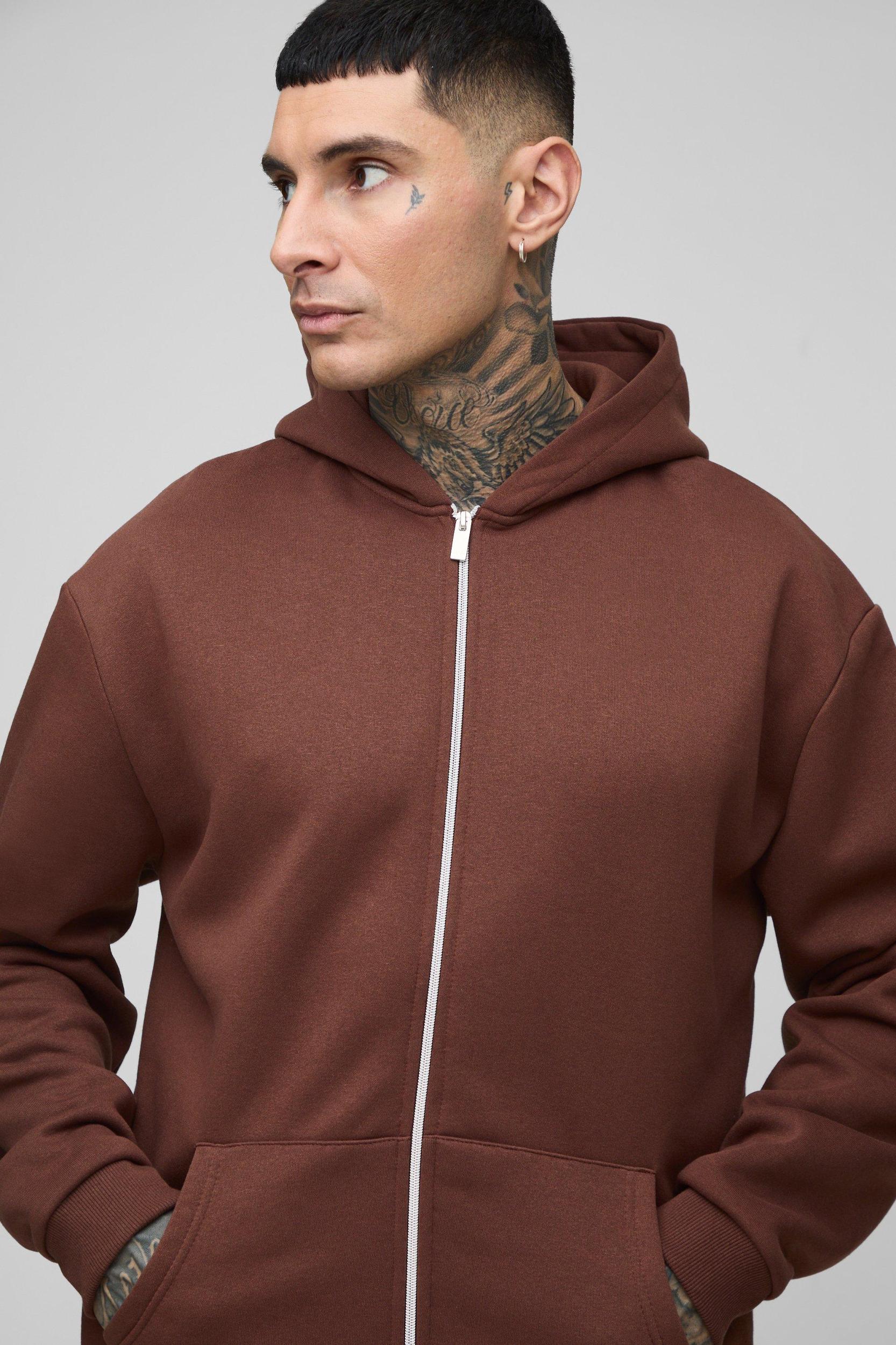 Tall Oversized Official Varsity Embossed Zip Through Hoodie | boohooMAN USA Product Image