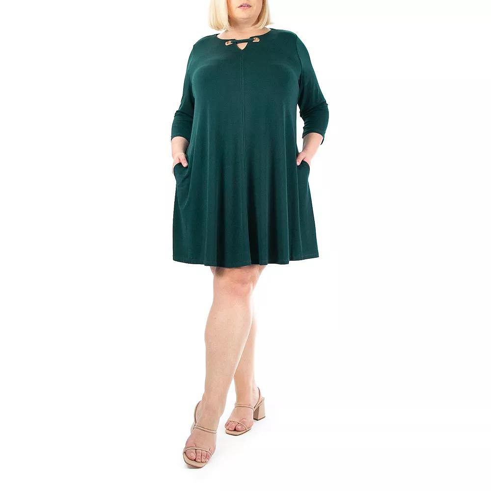 Plus Size Nina Leonard Grommet Notchneck Dress, Women's, Size: 2XL, Pacific Gold Product Image