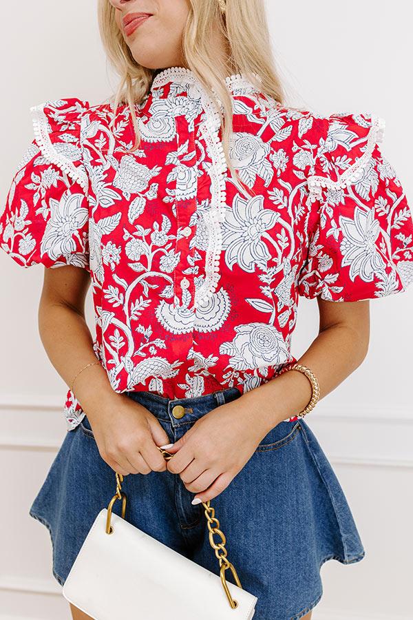 Sunday Chic Floral Top in Red Product Image