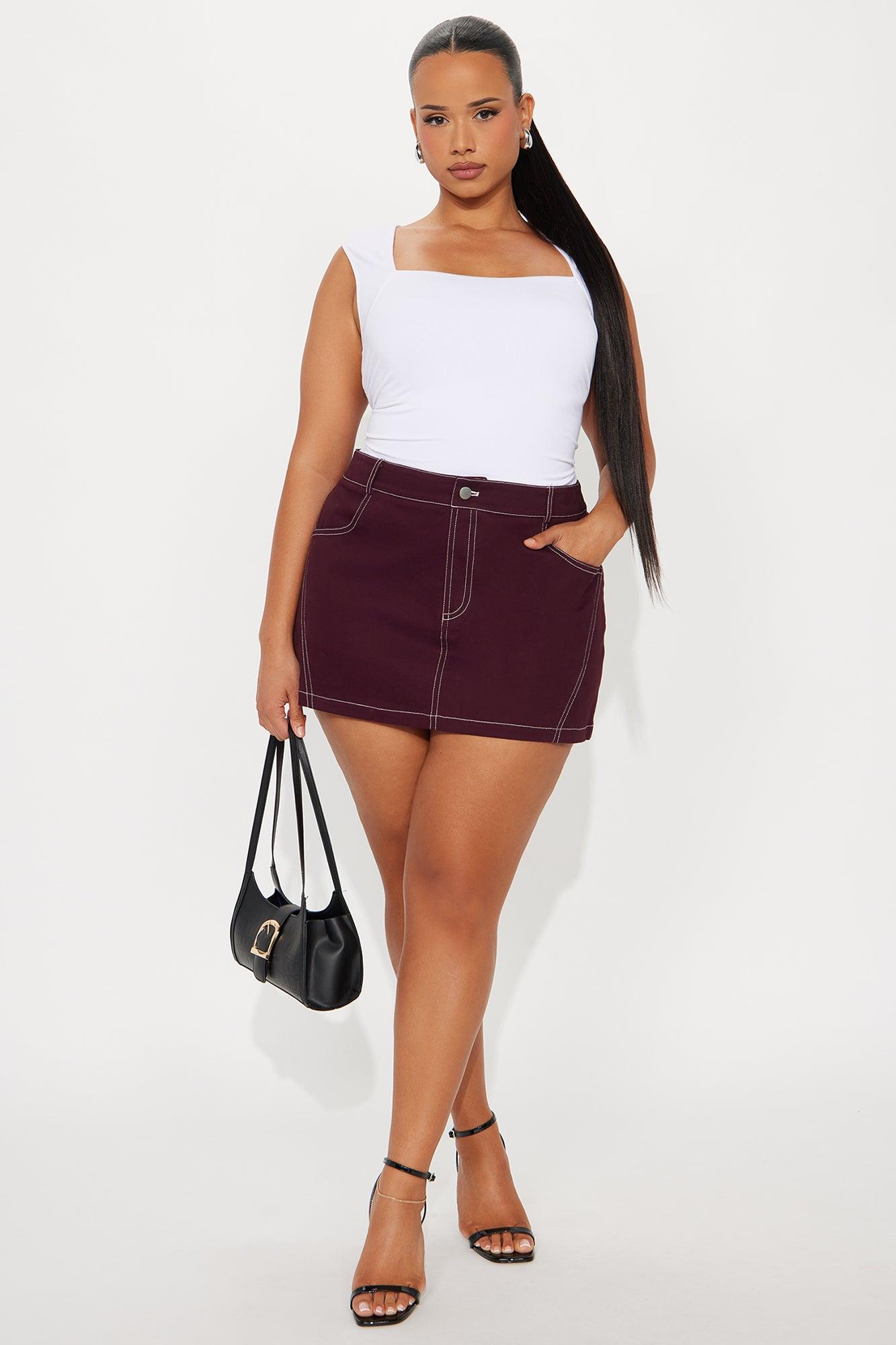 Darcy Twill Micro Mini Skirt - Plum Female Product Image
