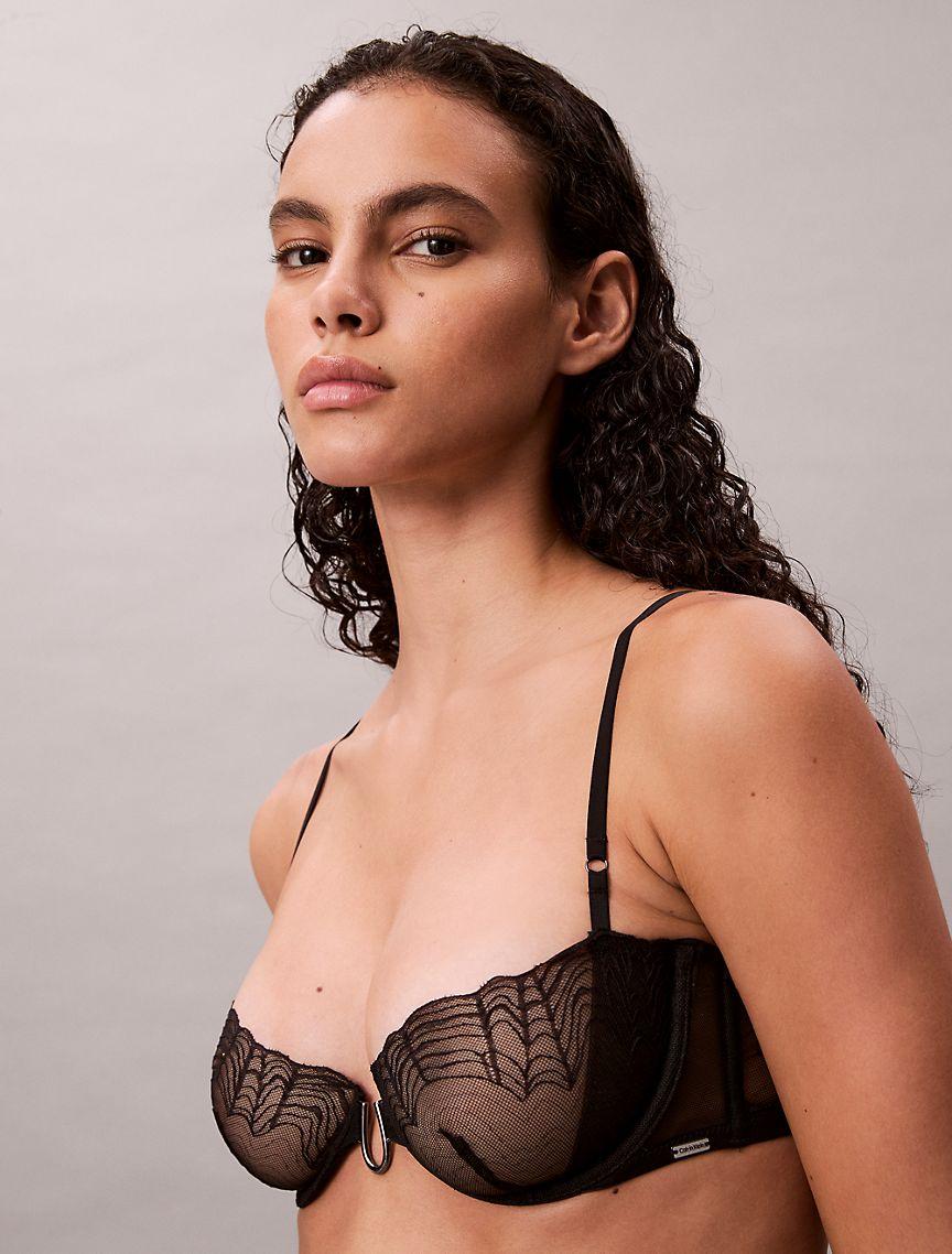 CK Black Geo Lace Unlined Balconette Bra Product Image