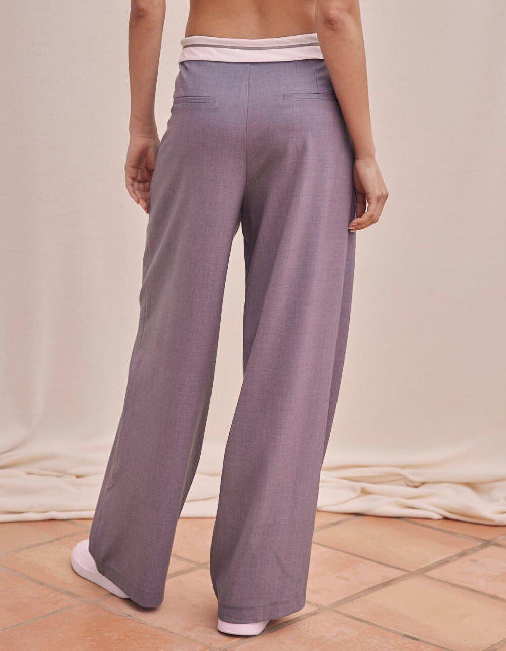 WEST OF MELROSE Pleated Baggy Womens Trousers - GRAY Product Image