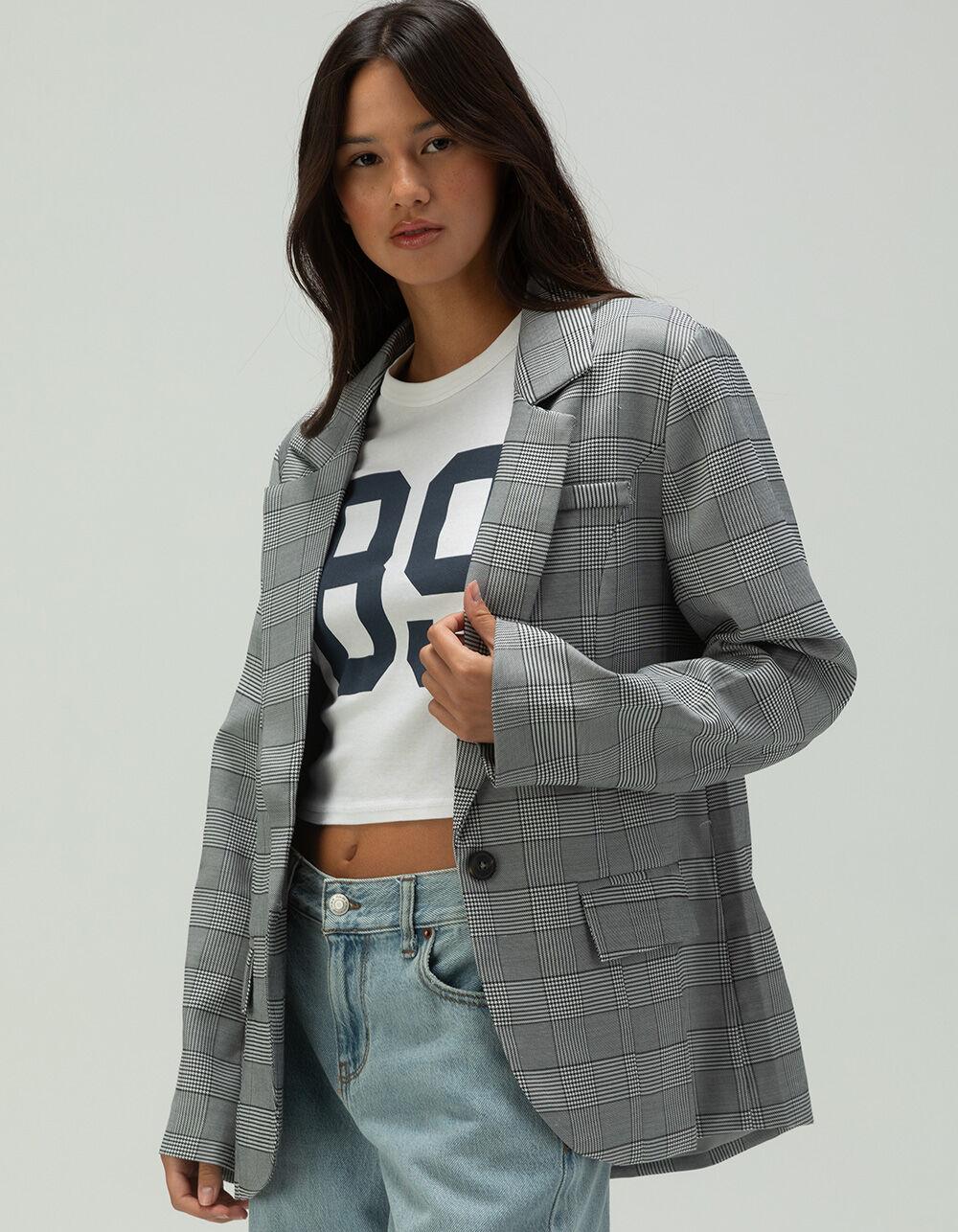 RSQ Womens Plaid Blazer - BLK/WHT Product Image
