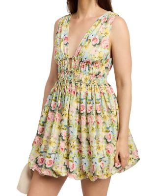 Cairo Floral Poplin Bubble Hem Mini Dress Product Image