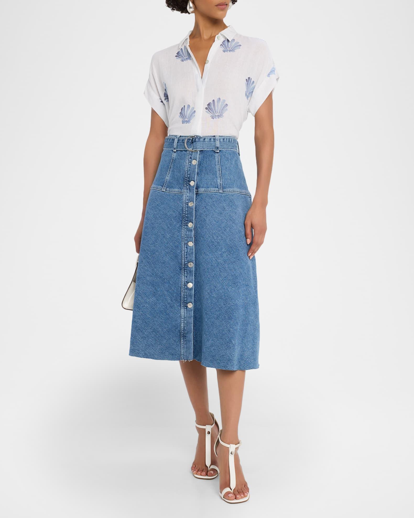 Loma Belted Denim Midi Skirt Product Image