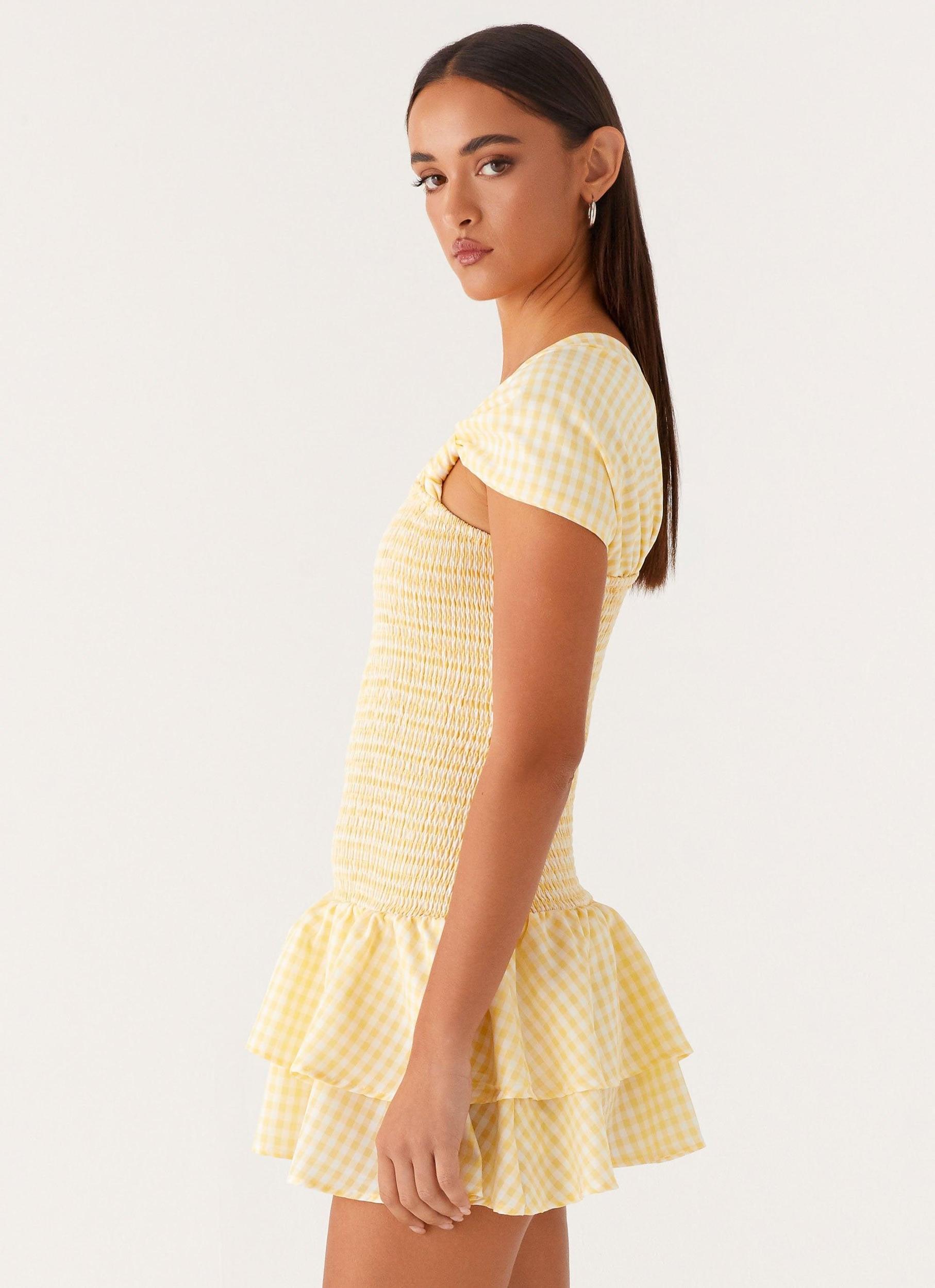 Brandy Mini Dress - Yellow Gingham Product Image