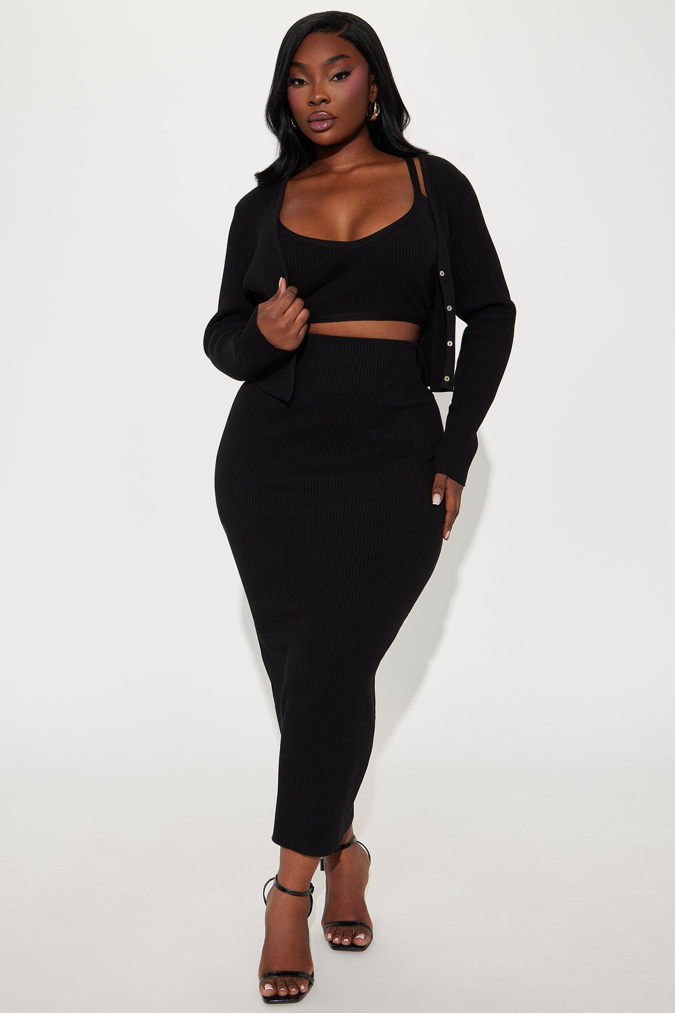 Rachel Ribbed 3 Piece Set - Black Product Image